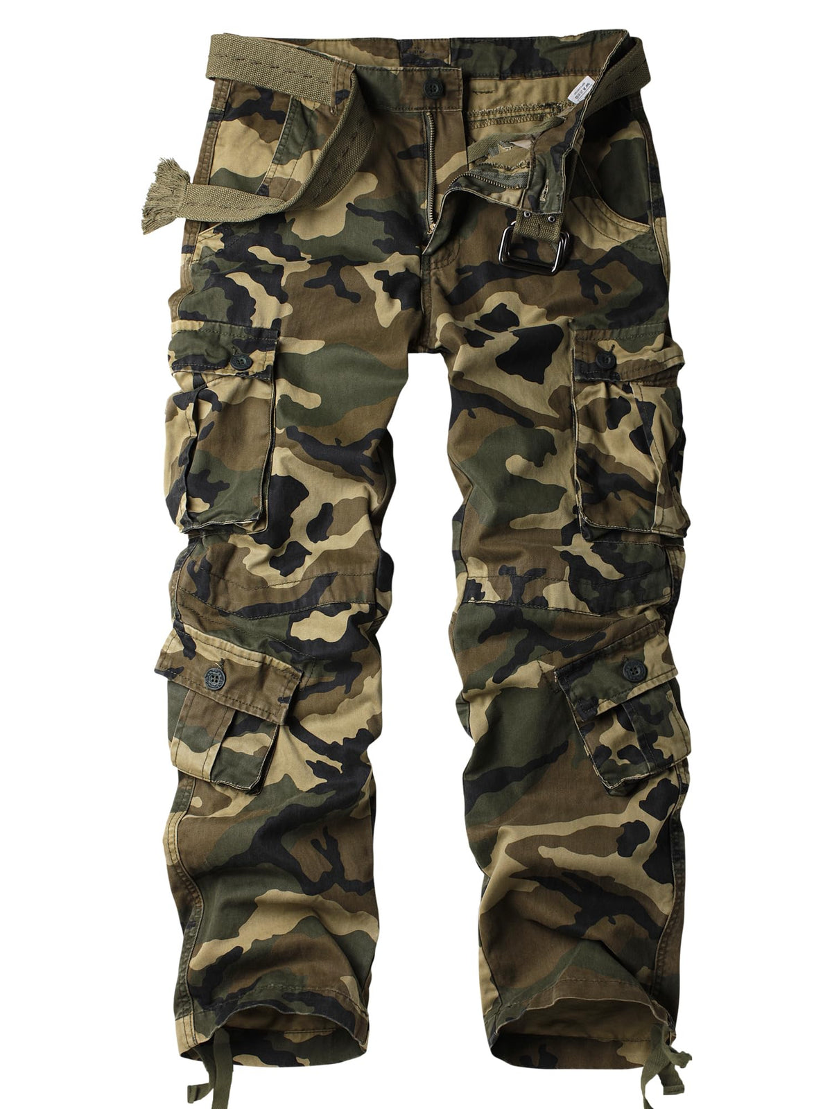 Men's Camo Cargo Work Pants Cotton Tactical Ripstop Casual Combat Pants with 8 Pockets