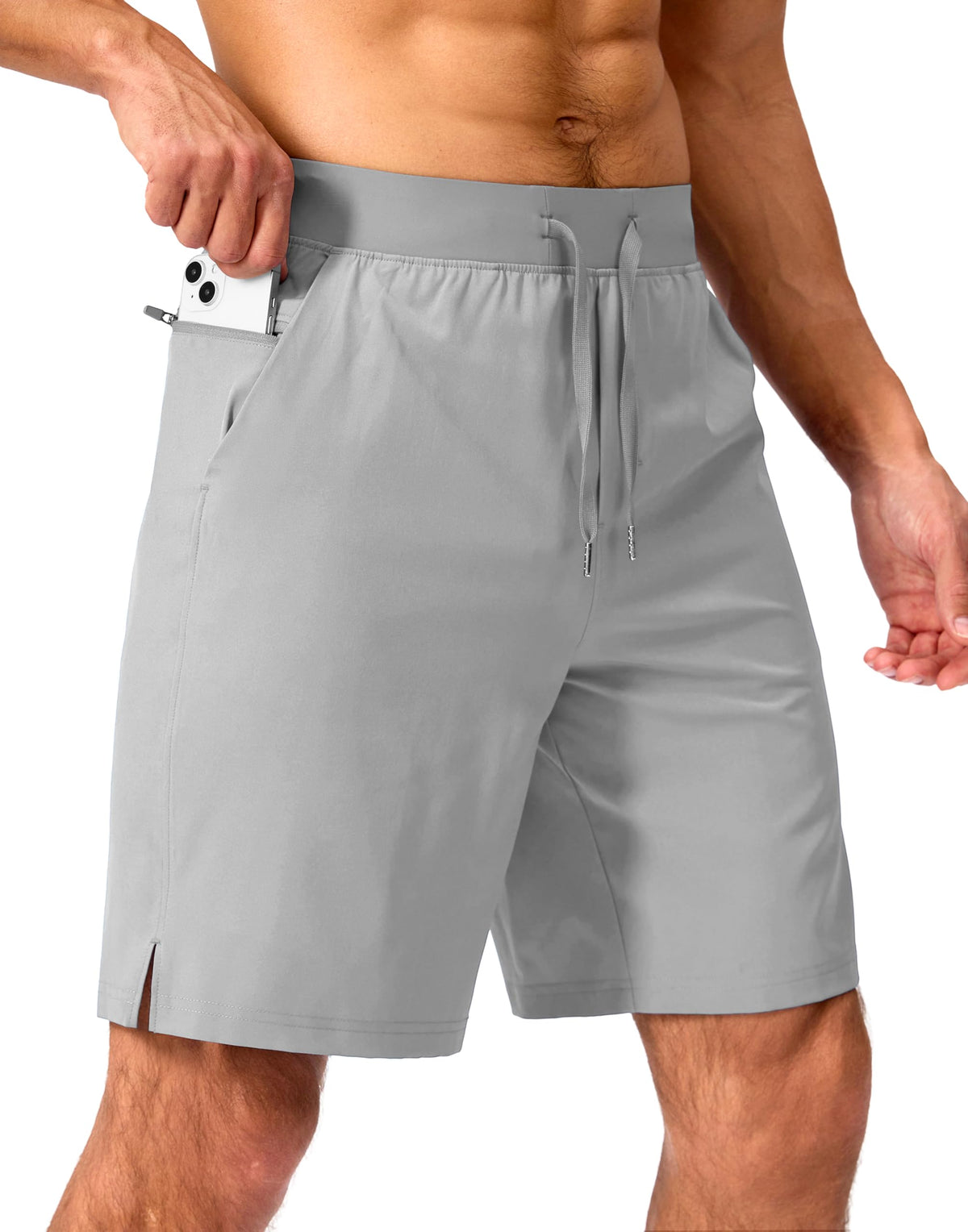 Soothfeel Men's Athletic Running Shorts Zipper Pockets 9"/7"/5 Workout Gym