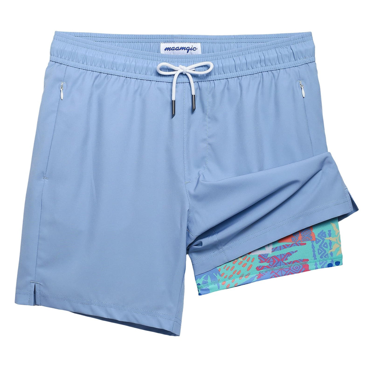 maamgic 2 in 1 Mens Swim Trunks 7 Inch Swim Shorts Swim Suits Board Shorts