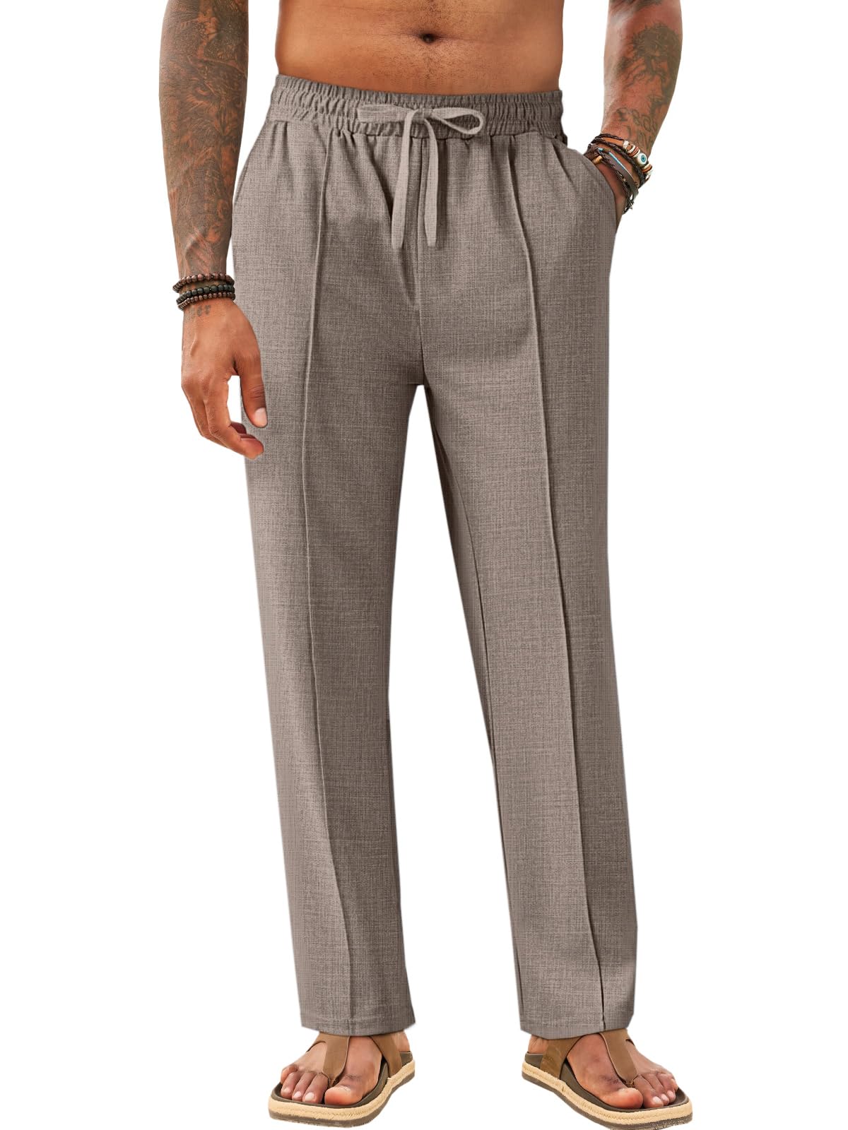 Makkrom Mens Casual Pants Lightweight Summer Beach Dress Pants