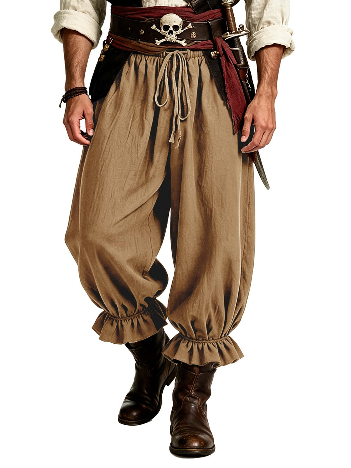 Runcati Mens Medieval Pirate Pants Renaissance Viking Baggy Harem Trousers