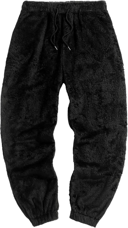 ZAFUL Men Fluffy Teddy Fuzzy Pajama Pants Plush Loungewear Trousers with Pockets