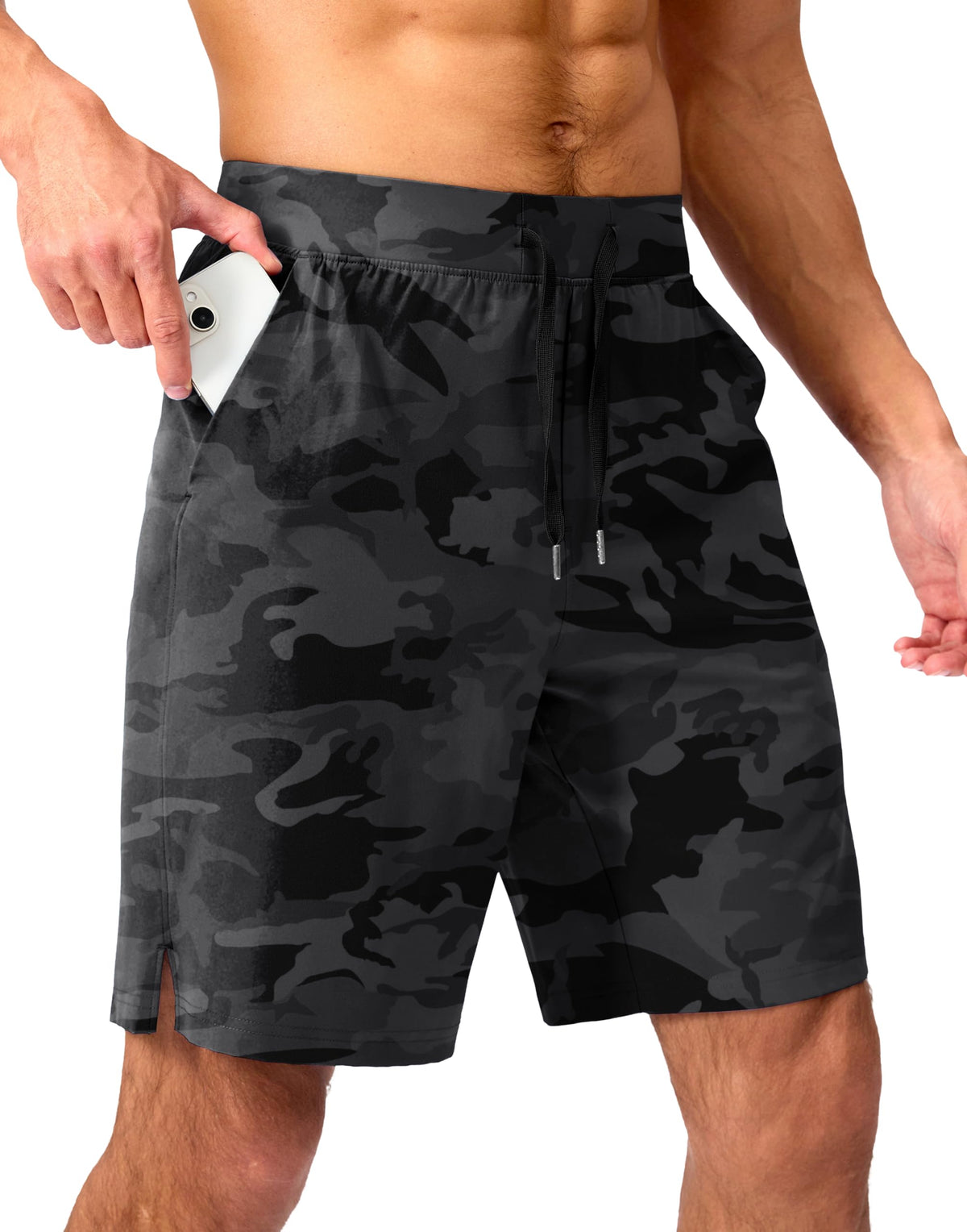 Soothfeel Men's Athletic Running Shorts Zipper Pockets 9"/7"/5 Workout Gym
