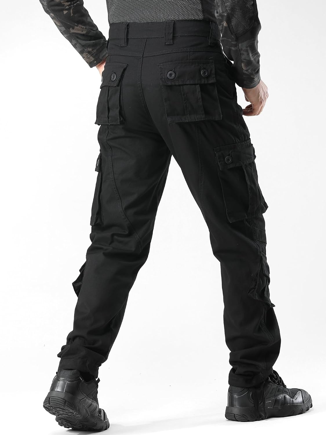 Men's Camo Cargo Work Pants Cotton Tactical Ripstop Casual Combat Pants with 8 Pockets
