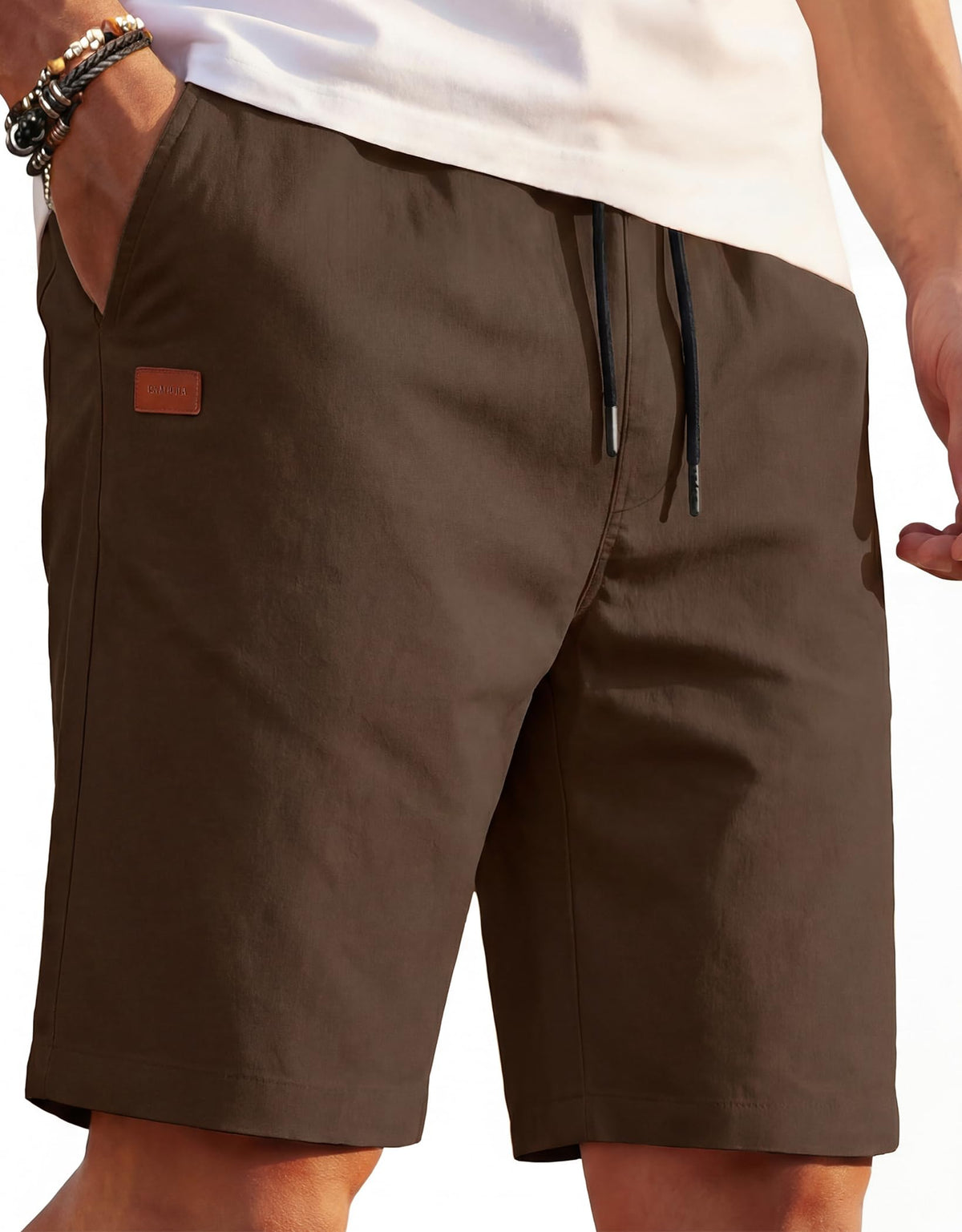COOFANDY Mens Casual Cotton 9'' Shorts Drawstring Summer Beach Chino Shorts