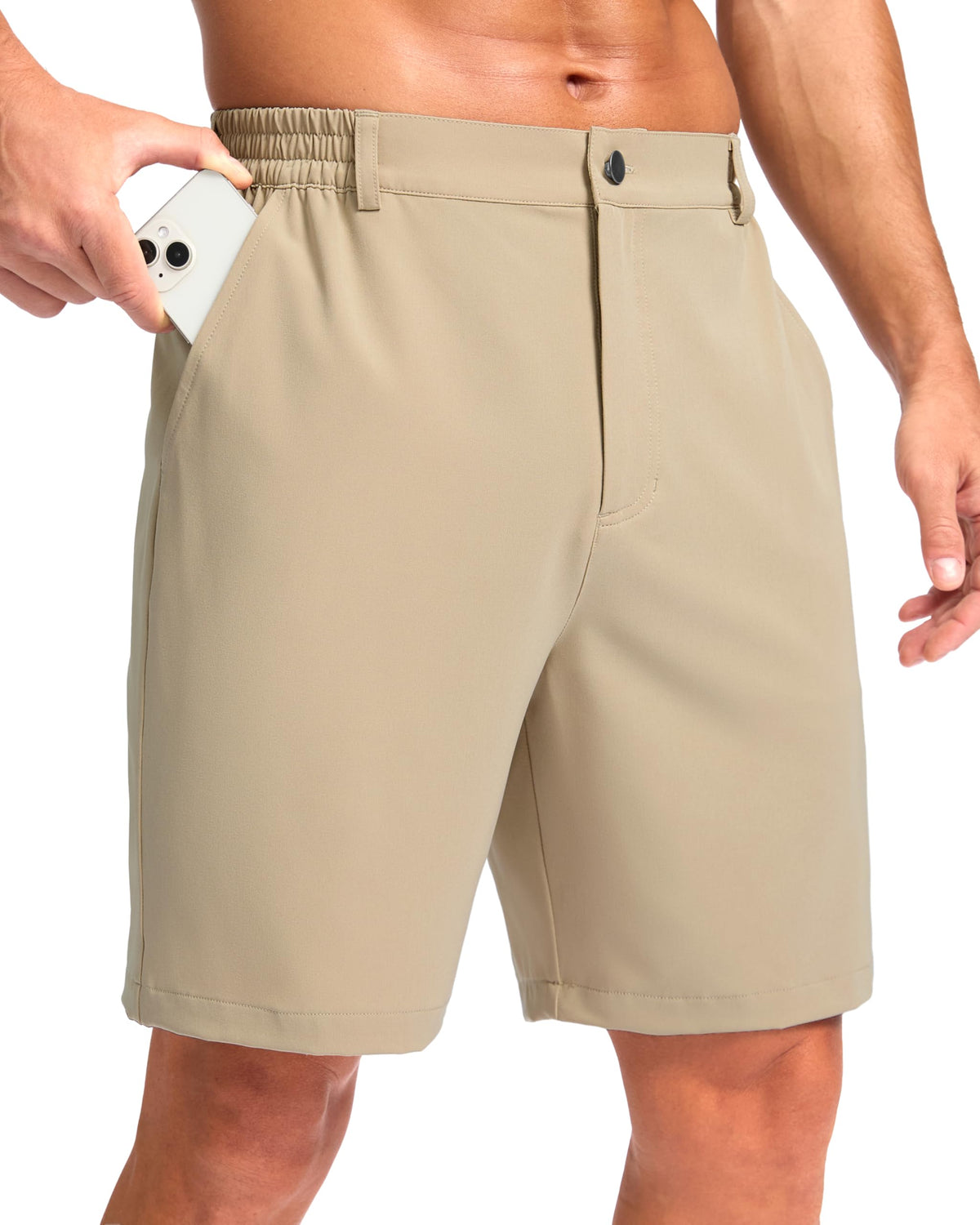 Pudolla Men's Casual Shorts 7"/9"/5" Lightweight Golf Shorts with 3 Pockets Stretch Quick Dry Comfy Work Shorts