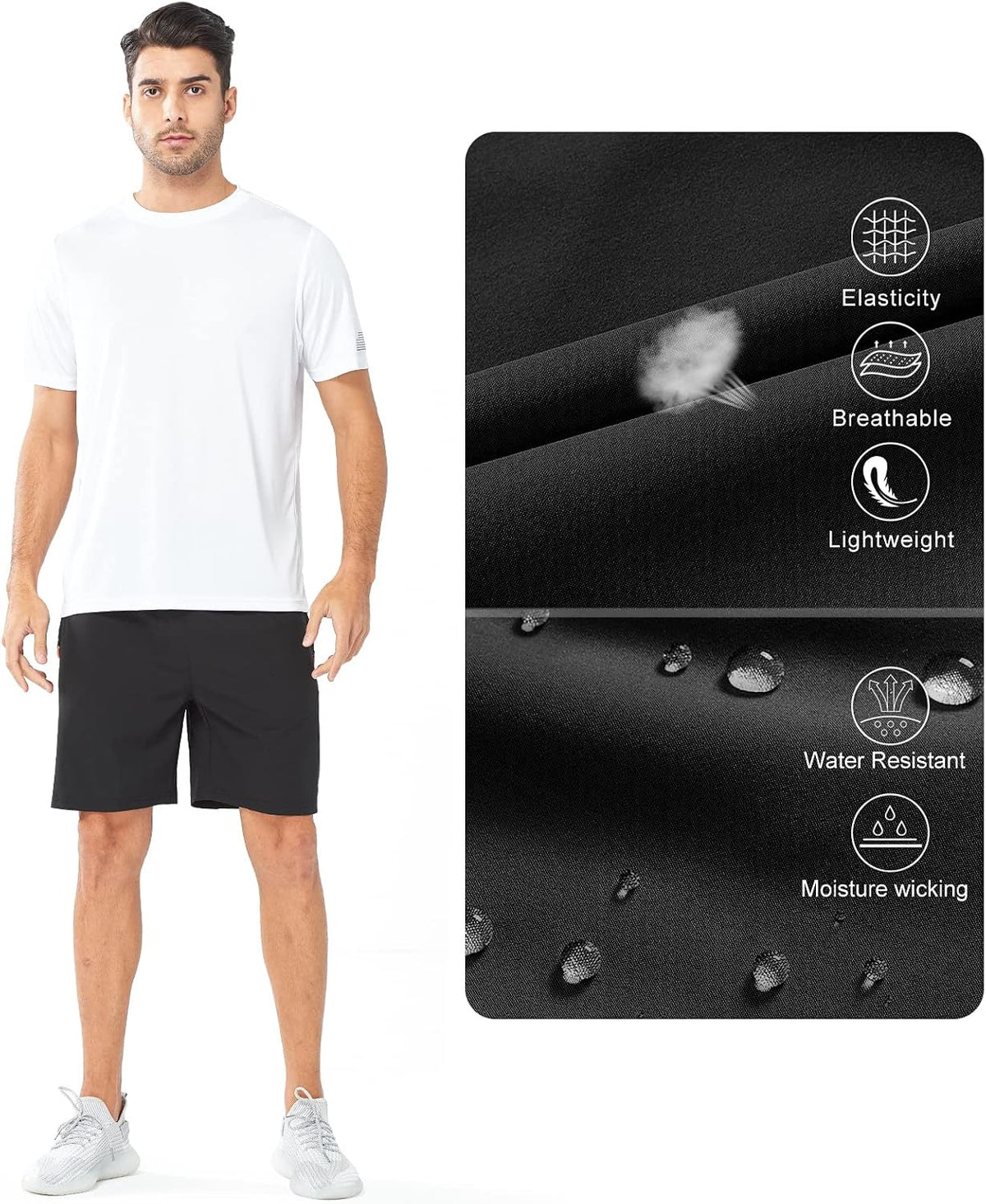 NORTHYARD Men's Athletic Running Shorts Quick Dry Lightweight Zip Pockets