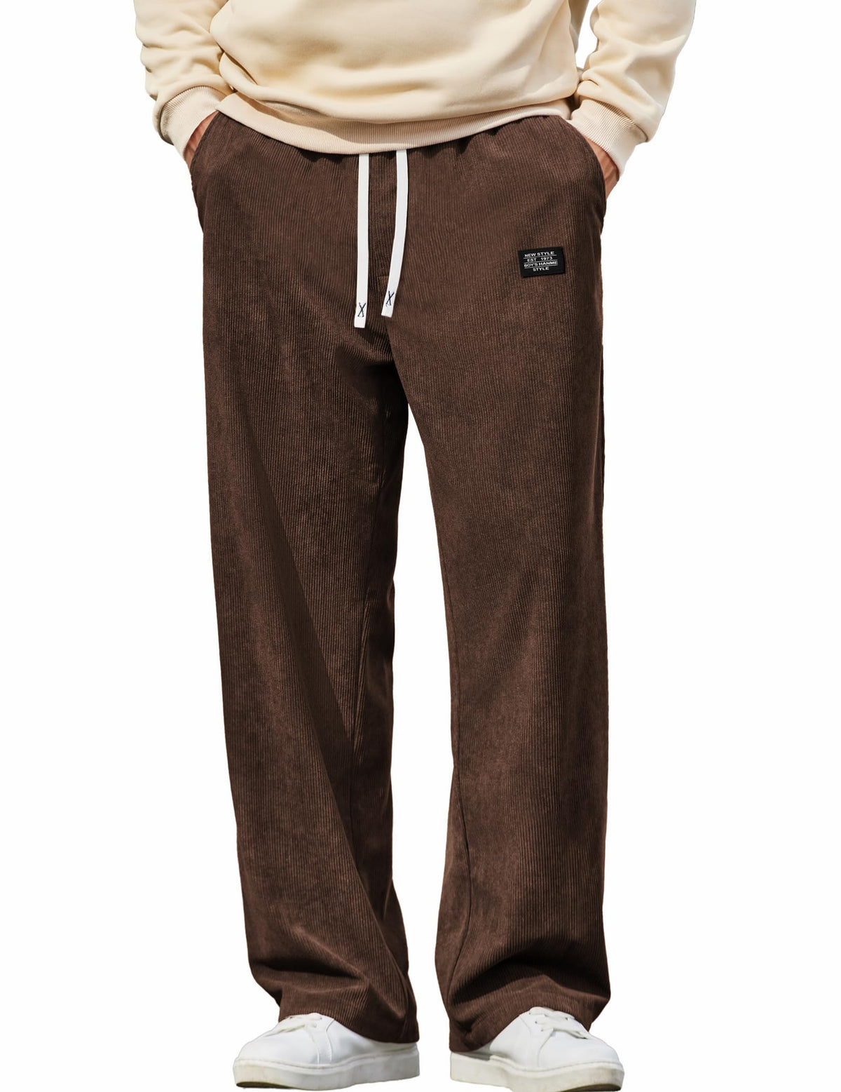 COOFANDY Mens Casual Corduroy Pants Baggy Sweatpants Loose Fit Wide Leg