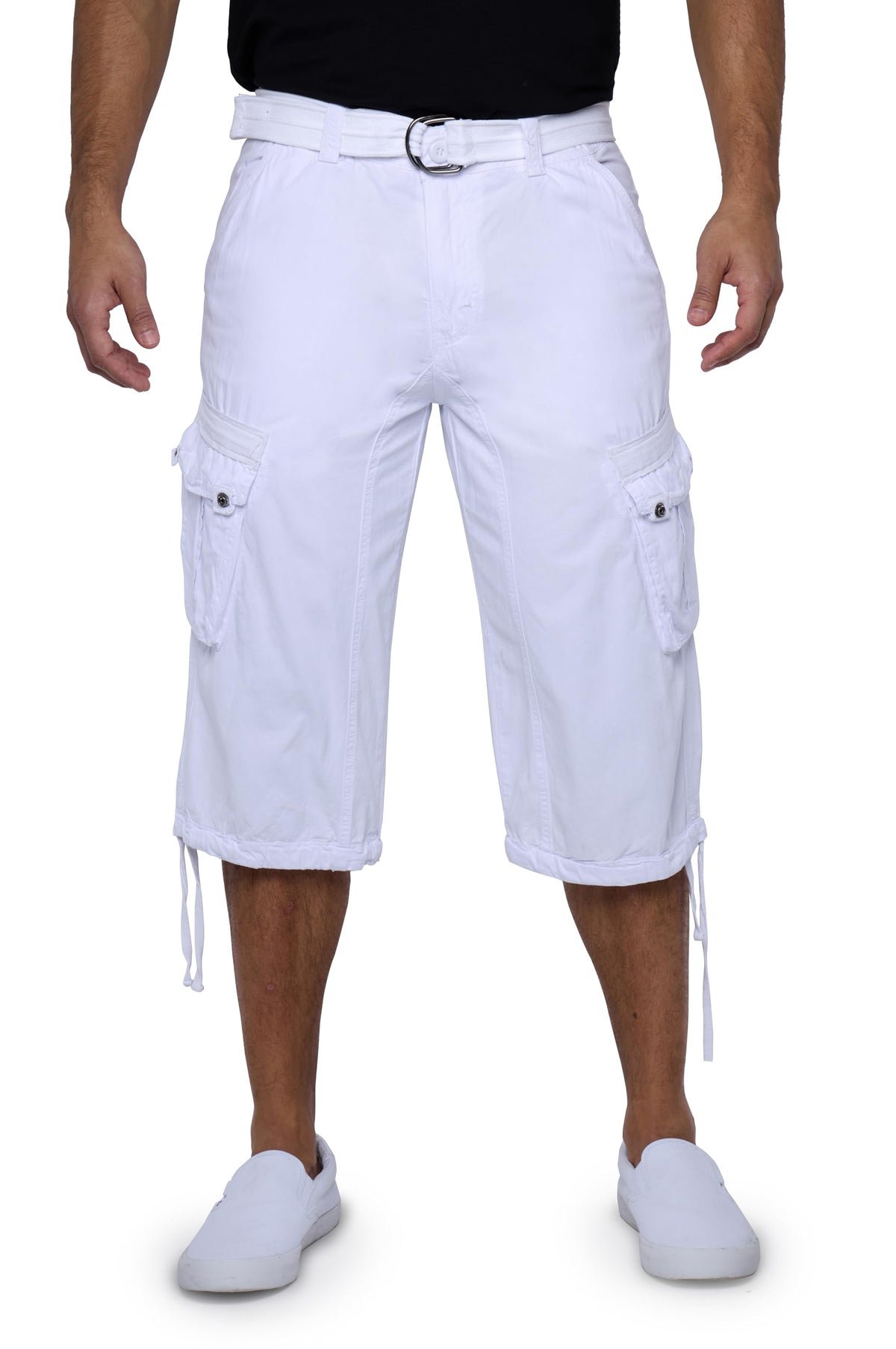 X RAY Men's Belted Long Cargo Shorts for Men, Below Knee Length Mens Cargo Shorts, 3/4 Pants (Big and Tall Shorts for Men)