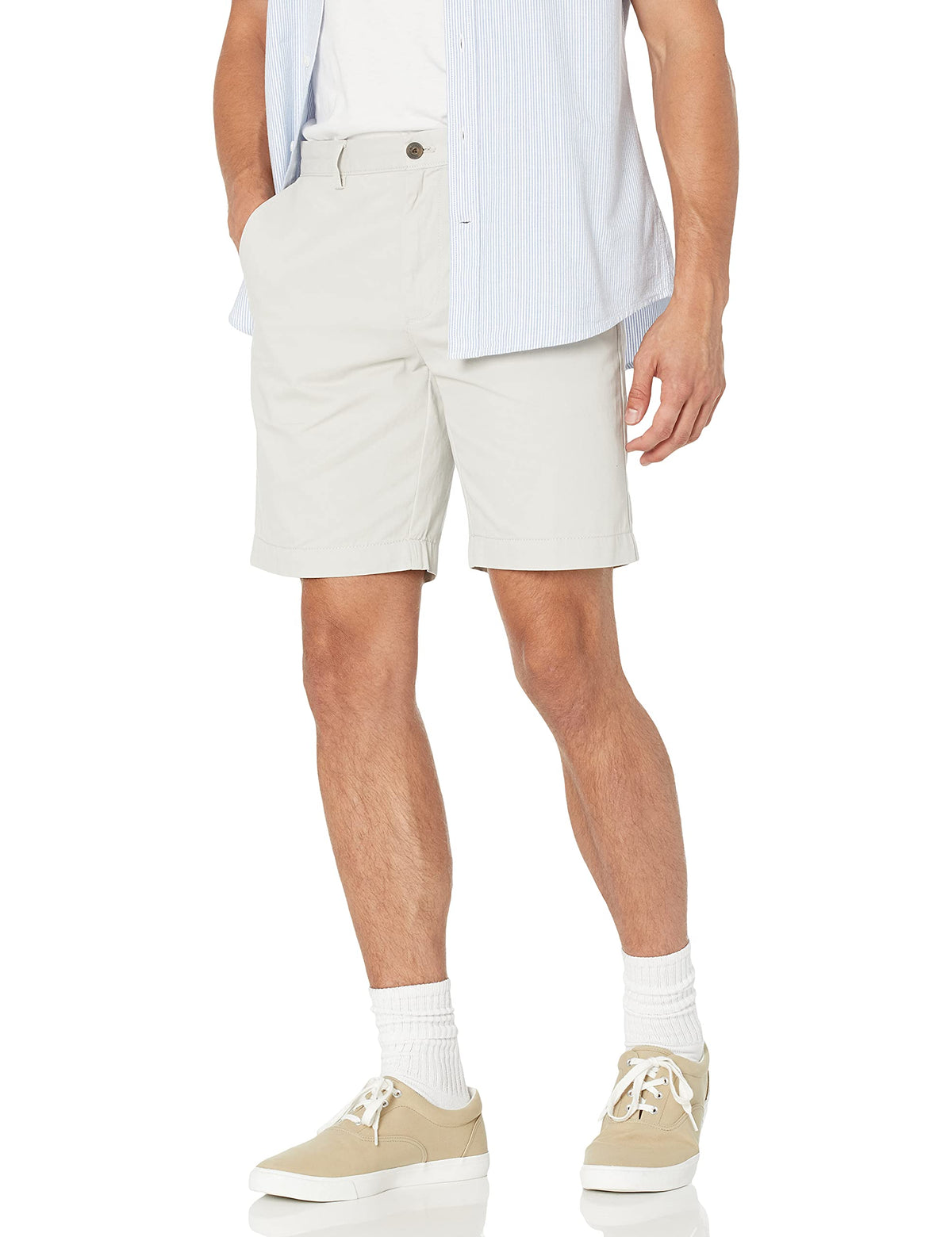 Amazon Essentials Men's Slim-Fit 9" Cotton Twill Khaki Chino Shorts with Tapered Leg