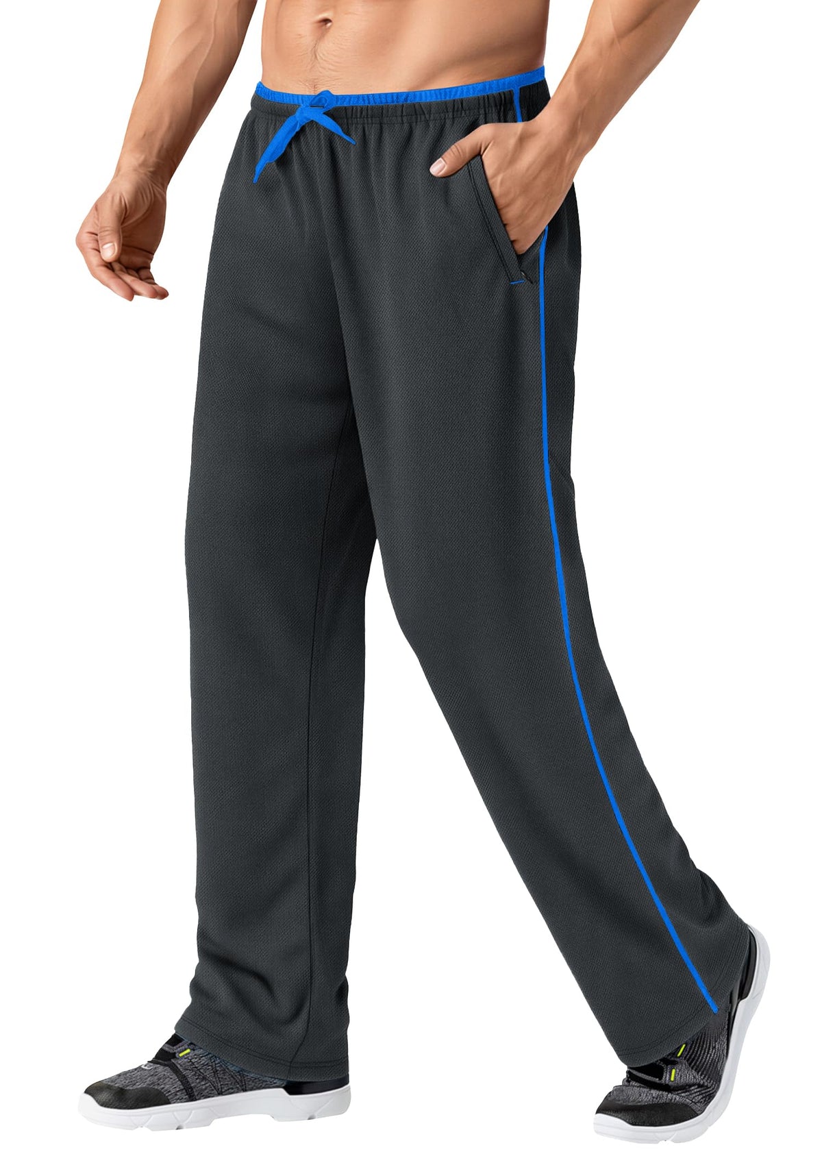 MAGNIVIT Men's Lightweight Sweatpants Loose Open Bottom Mesh Athletic Pant
