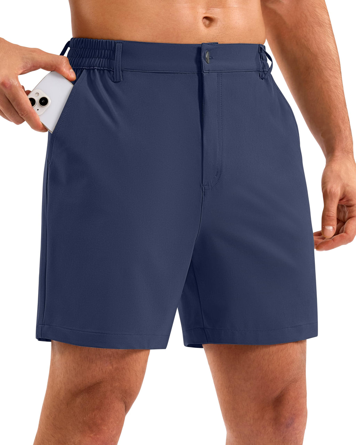 Pudolla Men's Casual Shorts 7"/9"/5" Lightweight Golf Shorts with 3 Pockets Stretch Quick Dry Comfy Work Shorts