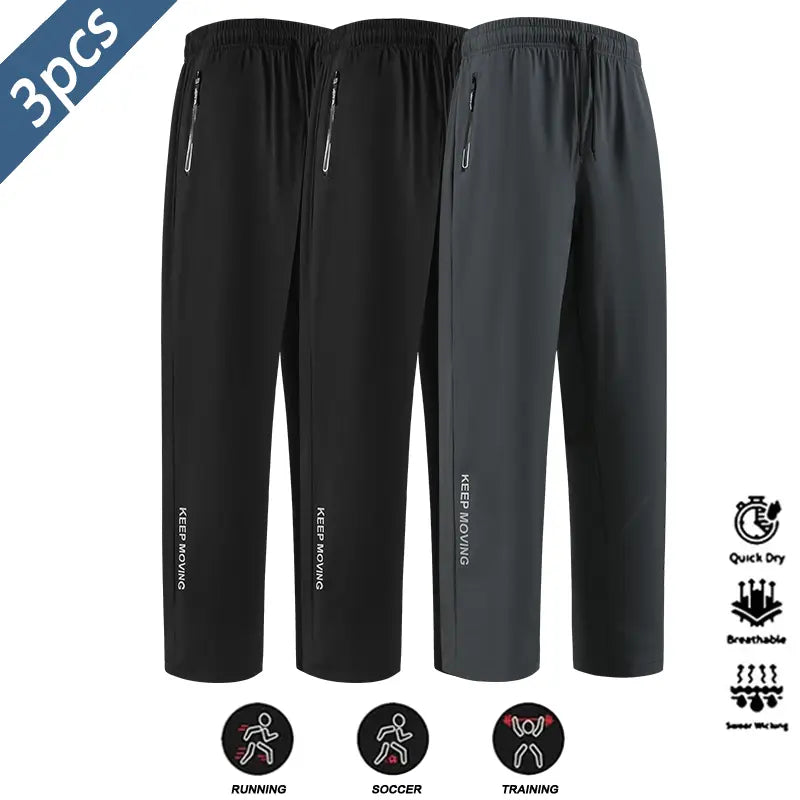 2026 New Printed Menswear Straight Fit Men's Pants, Fast Dry Fabric, Lightweight Breathable Quick-Drying, Loose Drawstring, Zipper Pocket, Spring & Summer Casual Sweatpants