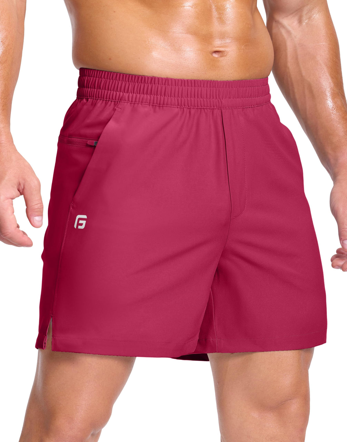 GGJ Men's Lightweight Athletic Shorts with 2 Zipper Pockets 7"/9"/5" Gym Workout Running Quick Dry Tennis Shorts for Men