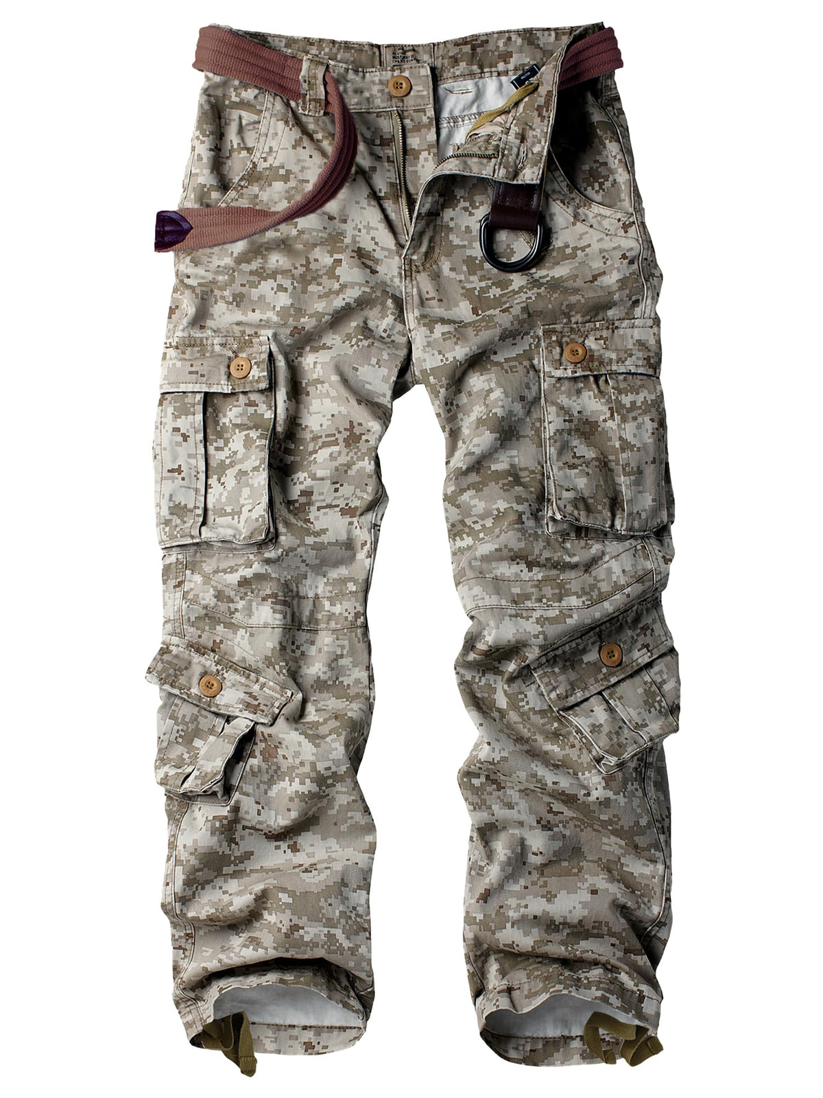 Men's Camo Cargo Work Pants Cotton Tactical Ripstop Casual Combat Pants with 8 Pockets