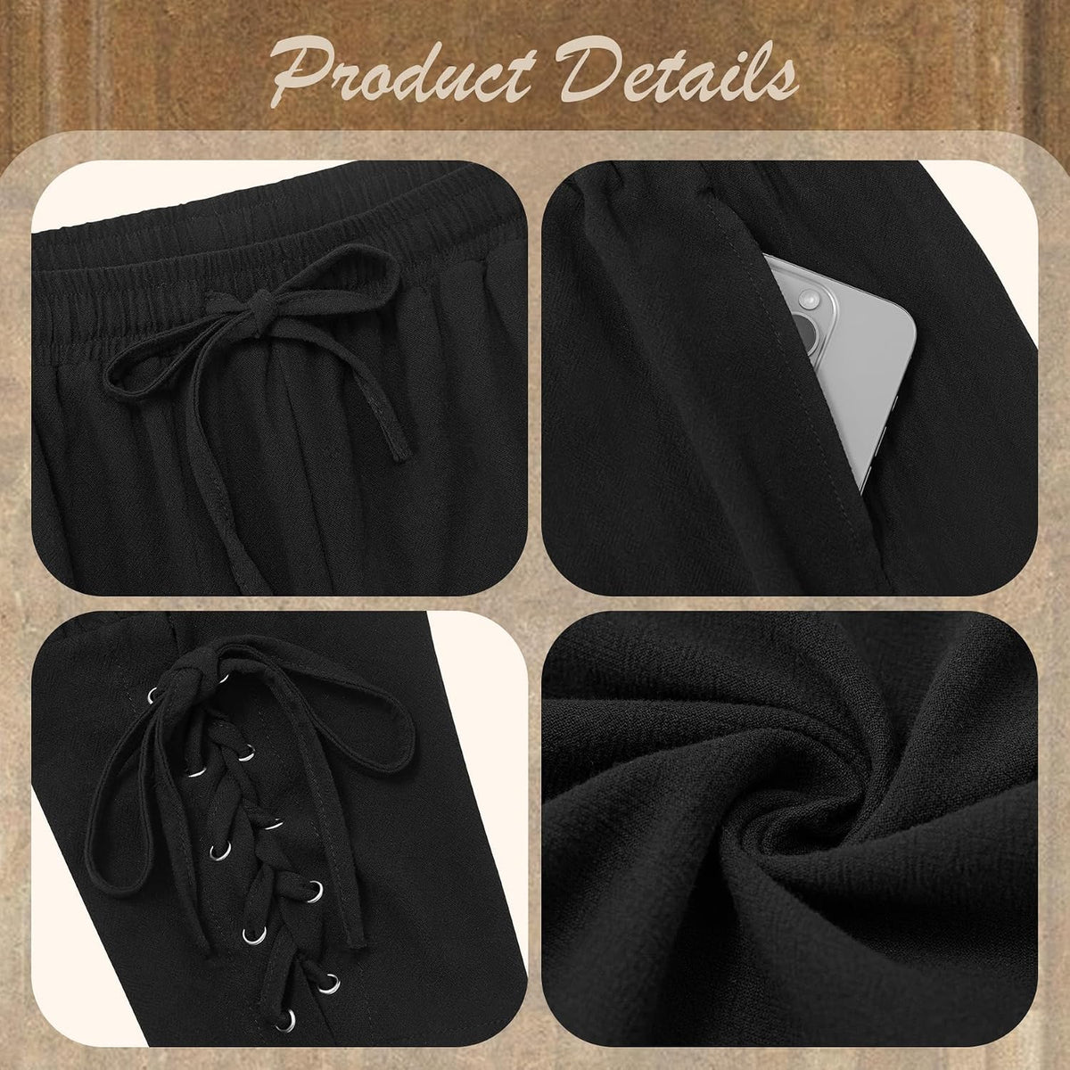 Mens Medieval Renaissance Viking Pirate Pants Ankle Banded Costume Trousers