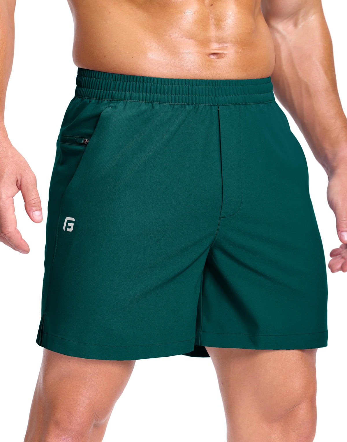 GGJ Men's Lightweight Athletic Shorts with 2 Zipper Pockets 7"/9"/5" Gym Workout Running Quick Dry Tennis Shorts for Men