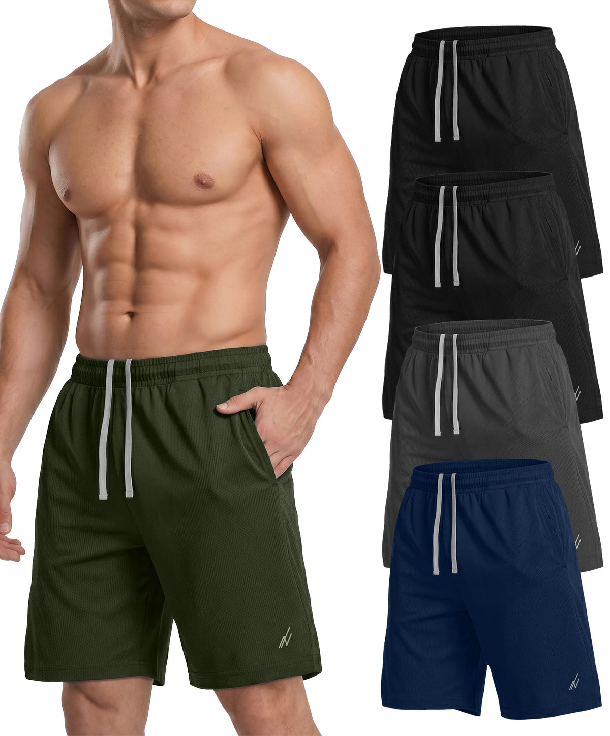 NY Threads 5 Pack Breathable Mesh Mens Athletic Shorts Loose-Fit Gym Shorts