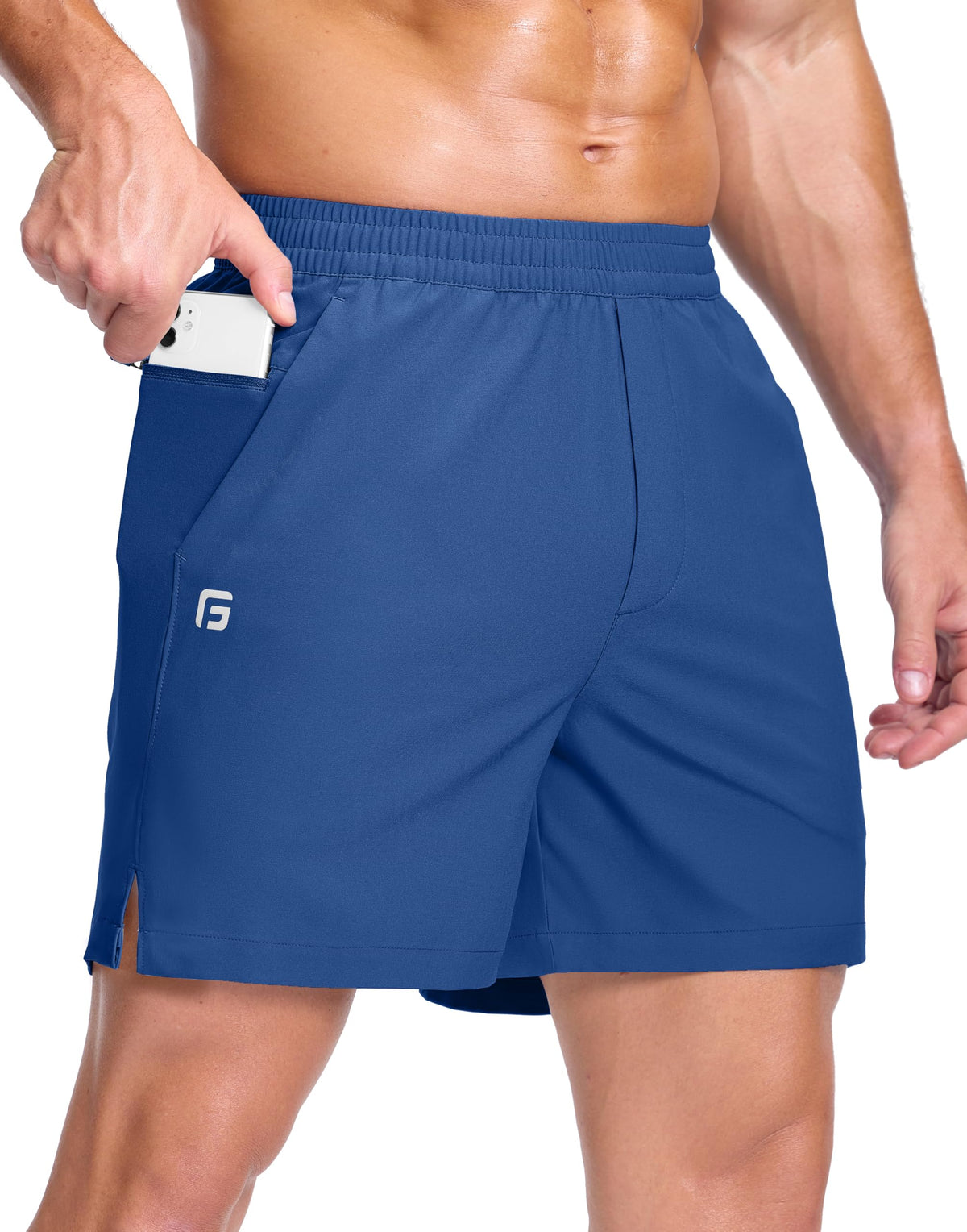 GGJ Men's Lightweight Athletic Shorts with 2 Zipper Pockets 7"/9"/5" Gym Workout Running Quick Dry Tennis Shorts for Men
