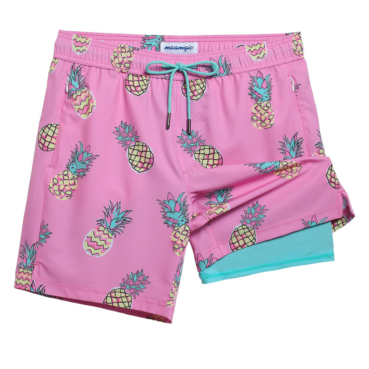 maamgic 2 in 1 Mens Swim Trunks 7 Inch Swim Shorts Swim Suits Board Shorts