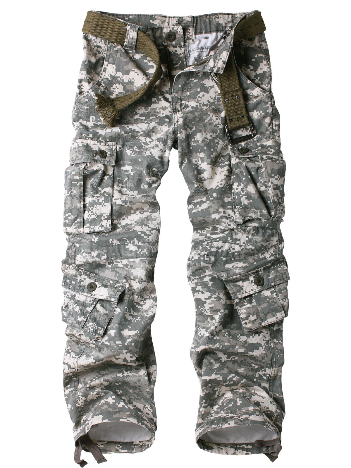 Men's Camo Cargo Work Pants Cotton Tactical Ripstop Casual Combat Pants with 8 Pockets