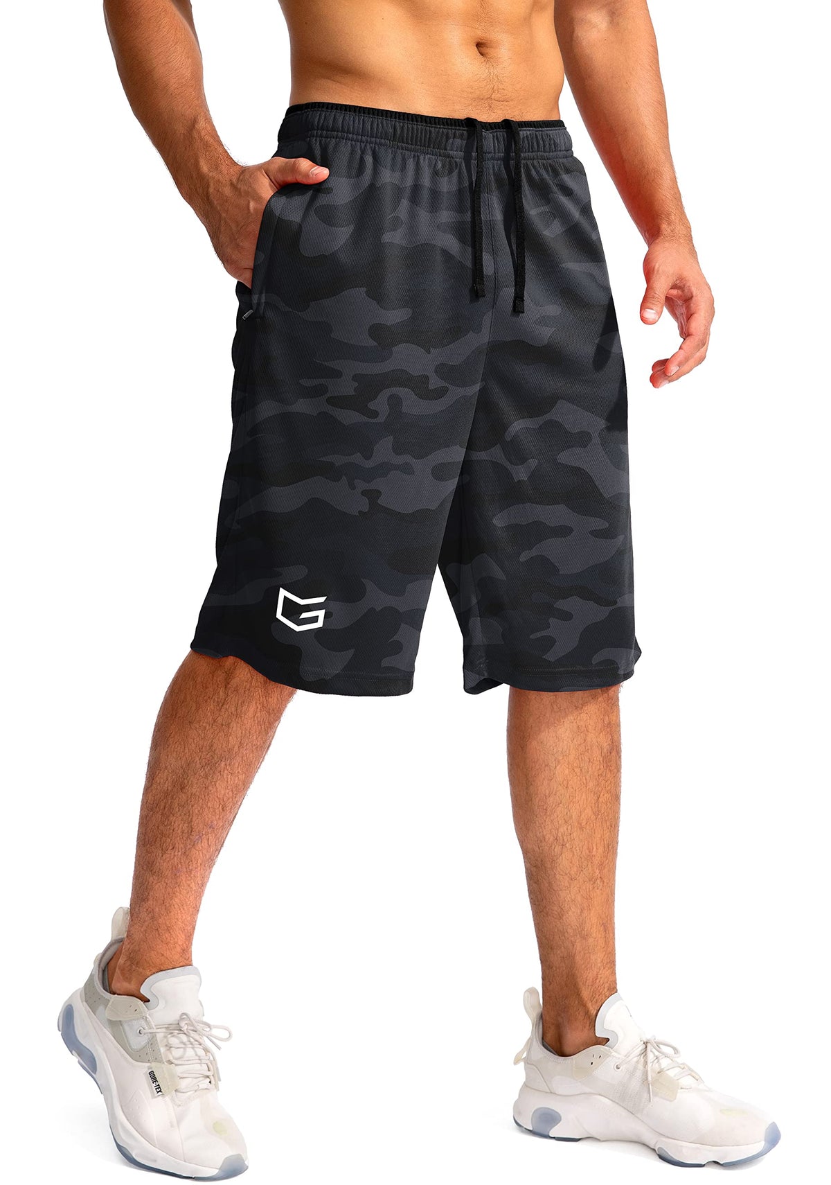 G Gradual Men's 11" Long Basketball Athletic Shorts with Zipper Pockets