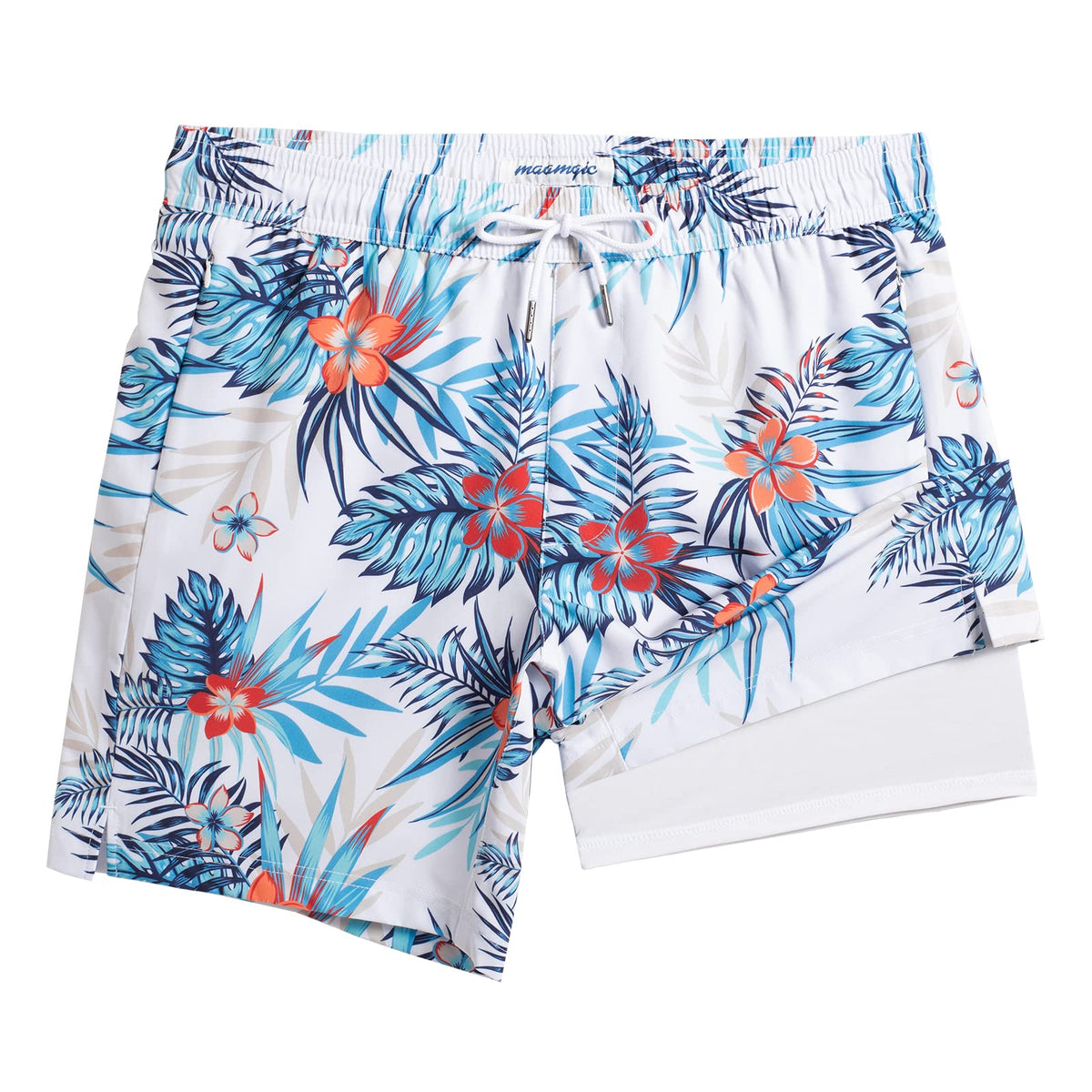 maamgic 2 in 1 Mens Swim Trunks 7 Inch Swim Shorts Swim Suits Board Shorts