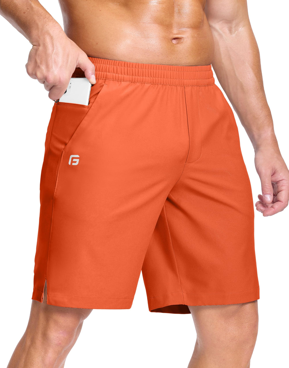 GGJ Men's Lightweight Athletic Shorts with 2 Zipper Pockets 7"/9"/5" Gym Workout Running Quick Dry Tennis Shorts for Men