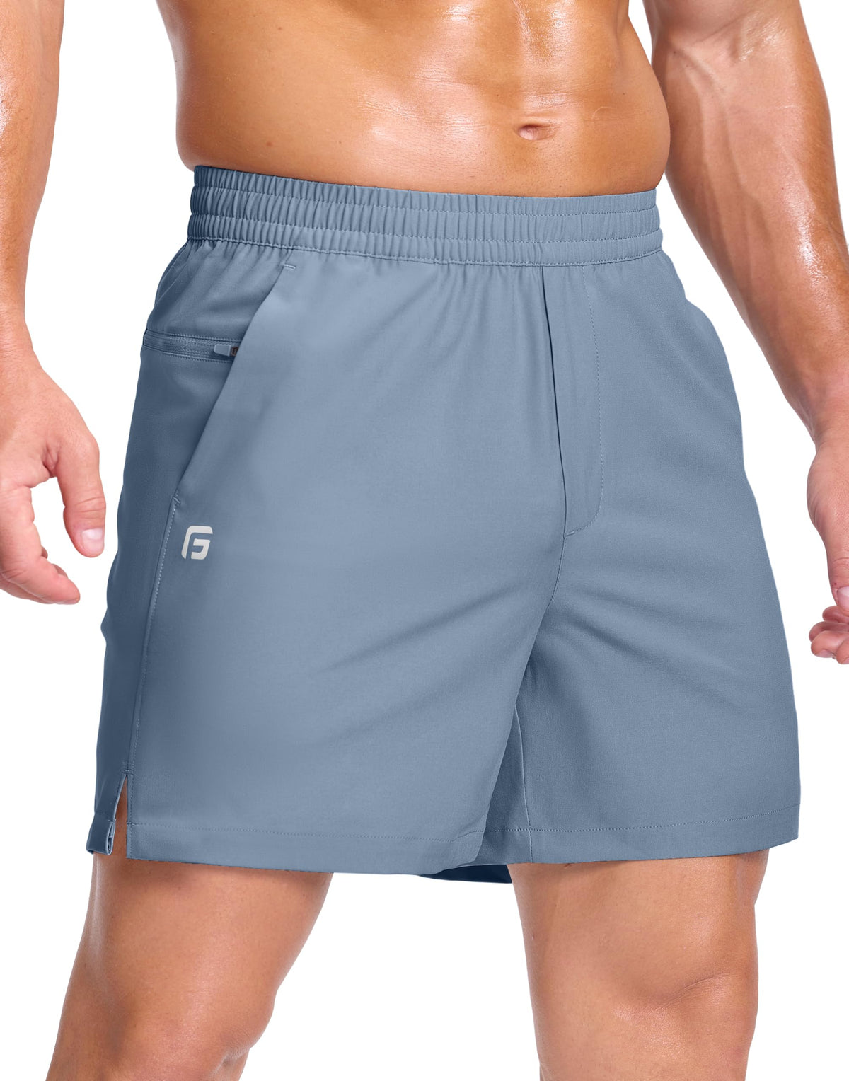 GGJ Men's Lightweight Athletic Shorts with 2 Zipper Pockets 7"/9"/5" Gym Workout Running Quick Dry Tennis Shorts for Men