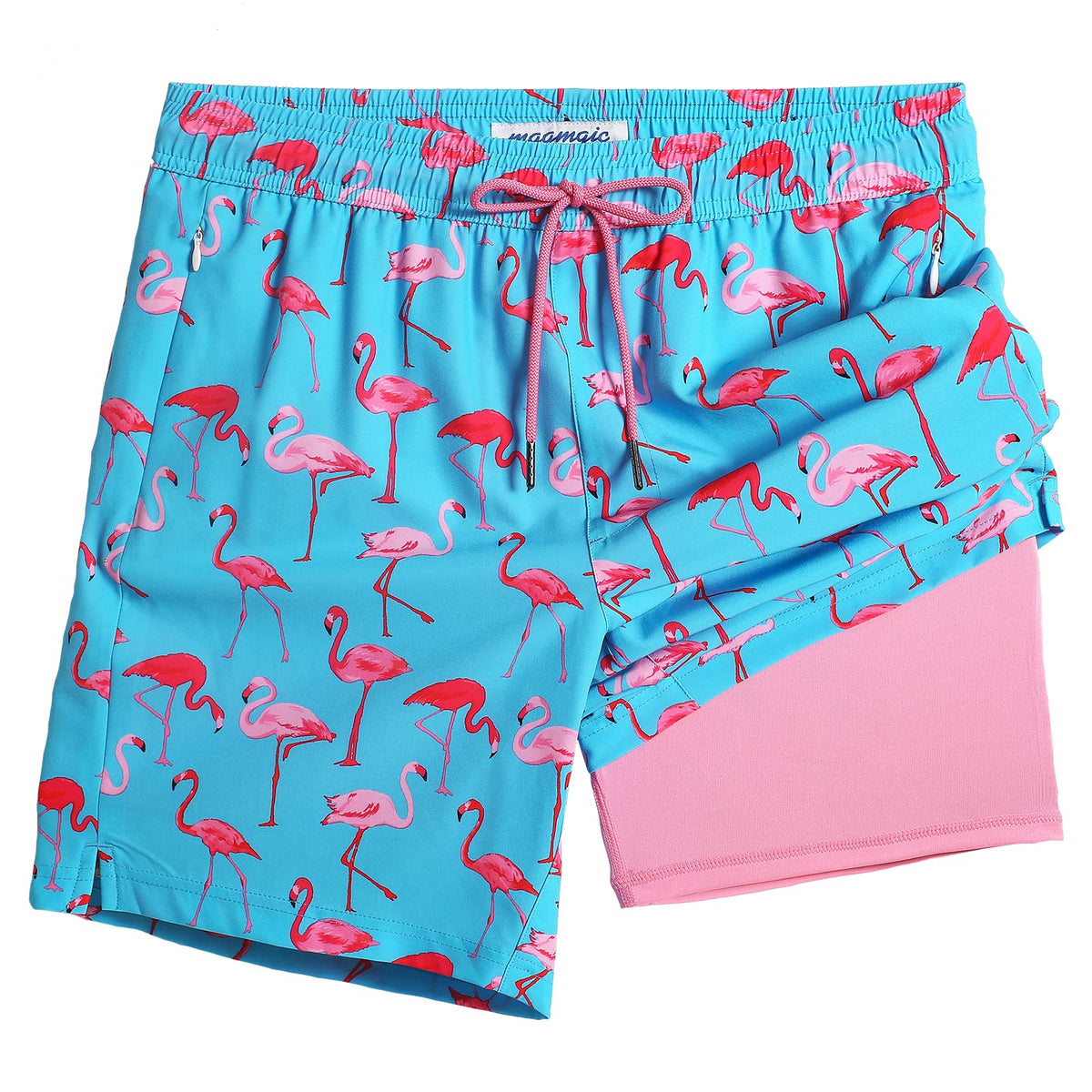 maamgic 2 in 1 Mens Swim Trunks 7 Inch Swim Shorts Swim Suits Board Shorts
