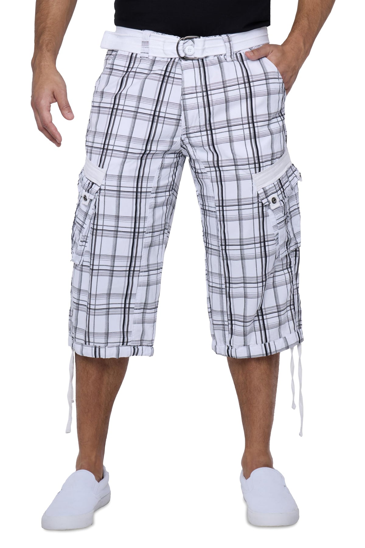 X RAY Men's Belted Long Cargo Shorts for Men, Below Knee Length Mens Cargo Shorts, 3/4 Pants (Big and Tall Shorts for Men)