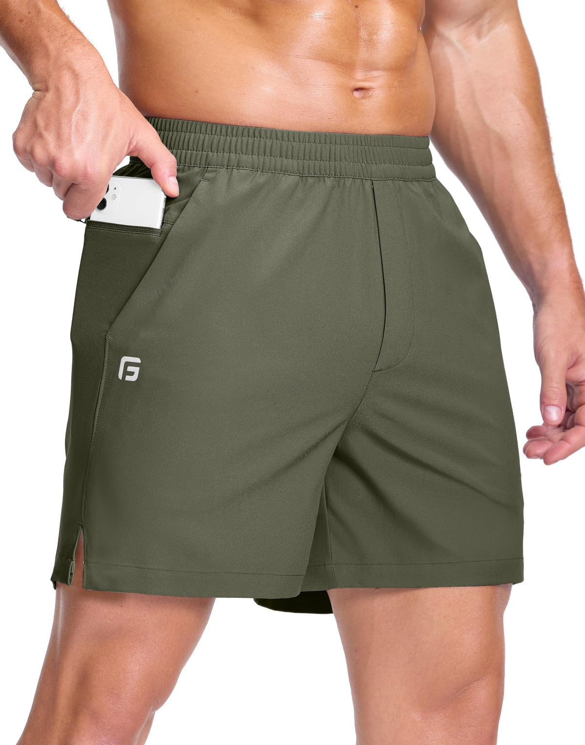 GGJ Men's Lightweight Athletic Shorts with 2 Zipper Pockets 7"/9"/5" Gym Workout Running Quick Dry Tennis Shorts for Men
