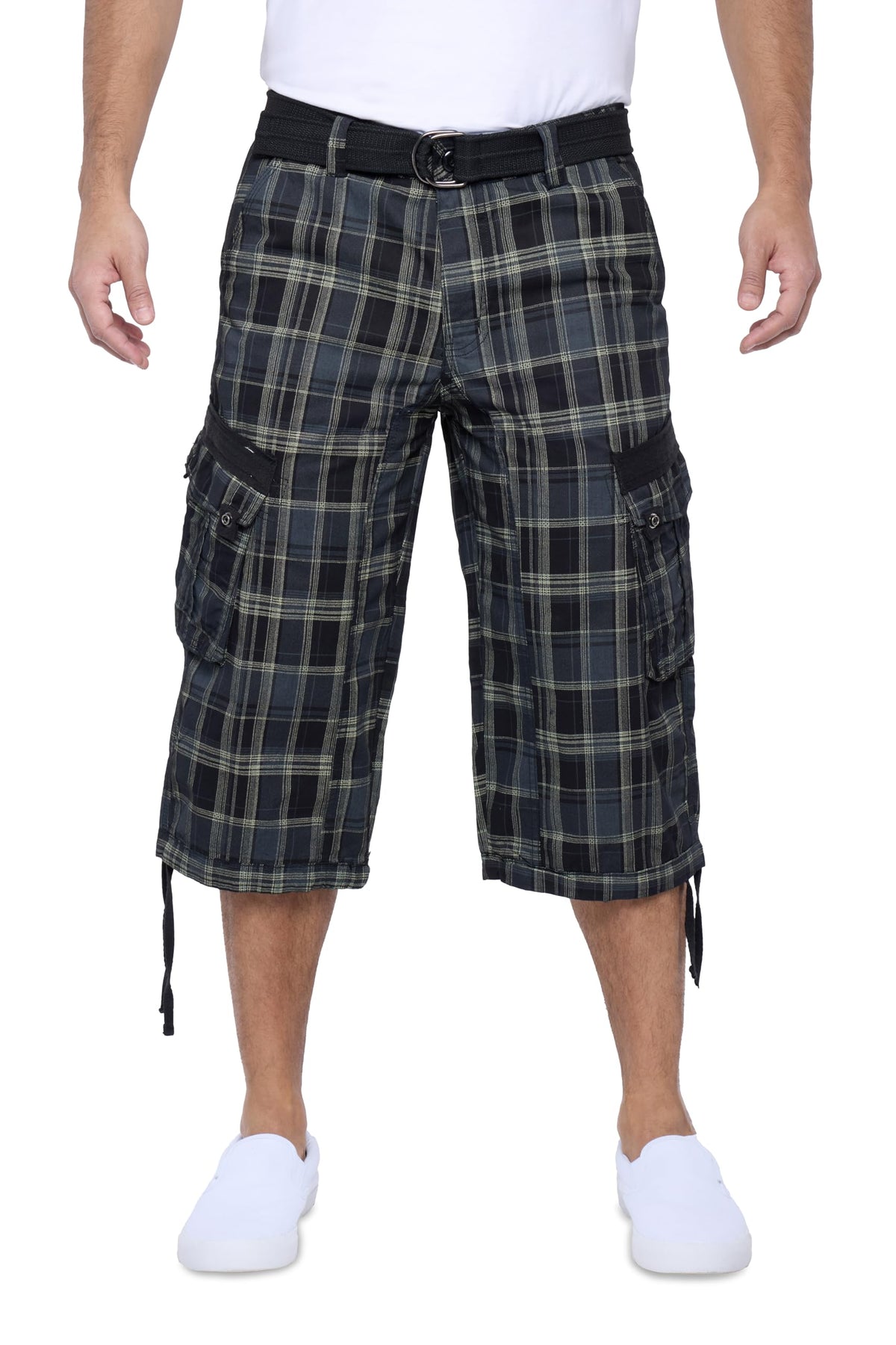 X RAY Men's Belted Long Cargo Shorts for Men, Below Knee Length Mens Cargo Shorts, 3/4 Pants (Big and Tall Shorts for Men)