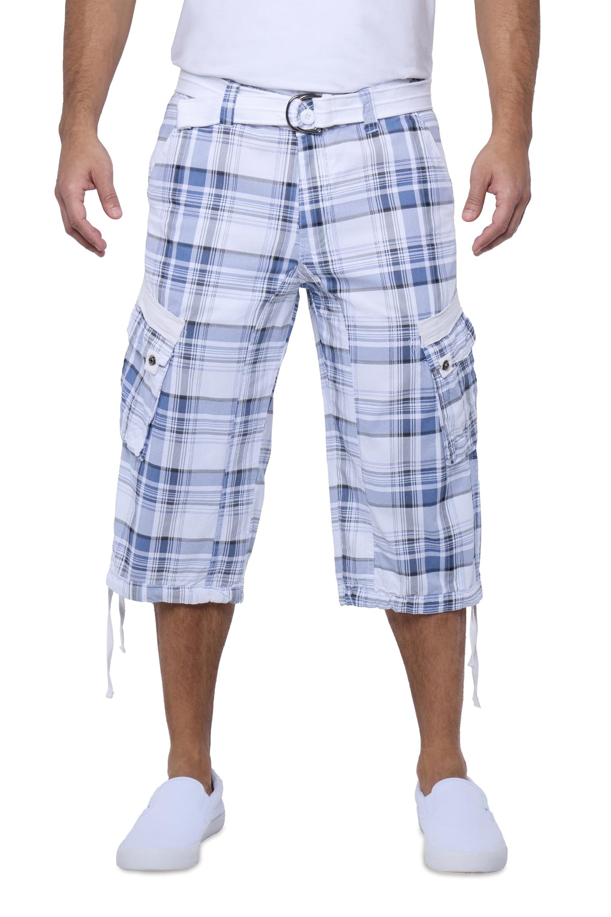 X RAY Men's Belted Long Cargo Shorts for Men, Below Knee Length Mens Cargo Shorts, 3/4 Pants (Big and Tall Shorts for Men)