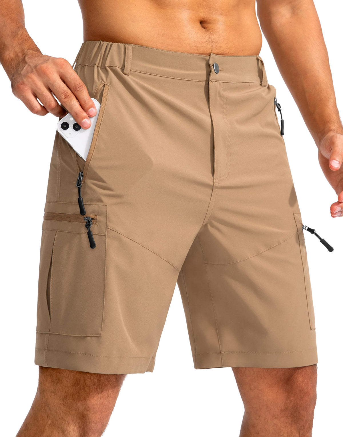 Pudolla Men's Hiking Cargo Shorts 9"/7"/11" Lightweight Outdoor Shorts for Men Trip Golf Camping Casual with 5 Zipper Pockets