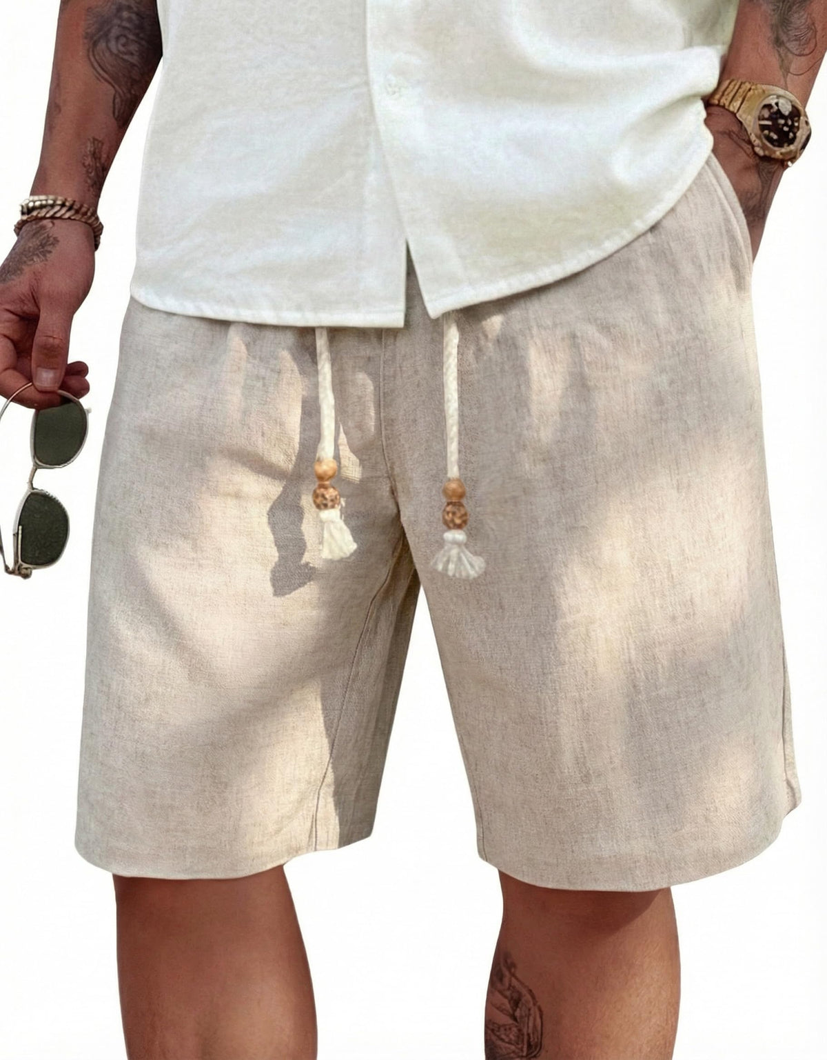 COOFANDY Men's Linen Shorts Casual Summer Beach 9"/ 7" Drawstring Shorts