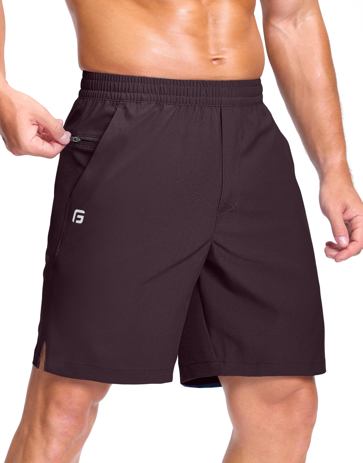 GGJ Men's Lightweight Athletic Shorts with 2 Zipper Pockets 7"/9"/5" Gym Workout Running Quick Dry Tennis Shorts for Men