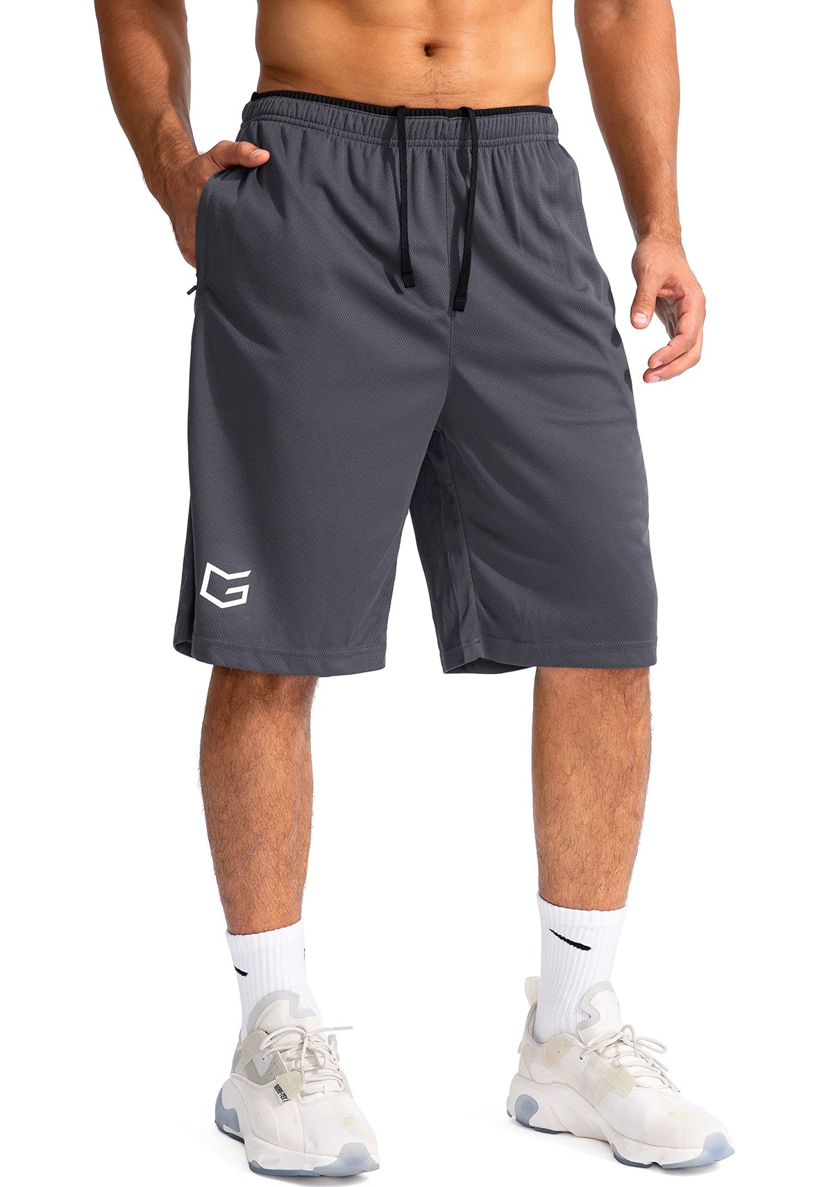G Gradual Men's 11" Long Basketball Athletic Shorts with Zipper Pockets