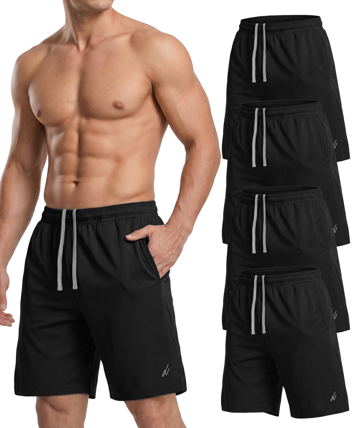 NY Threads 5 Pack Breathable Mesh Mens Athletic Shorts Loose-Fit Gym Shorts