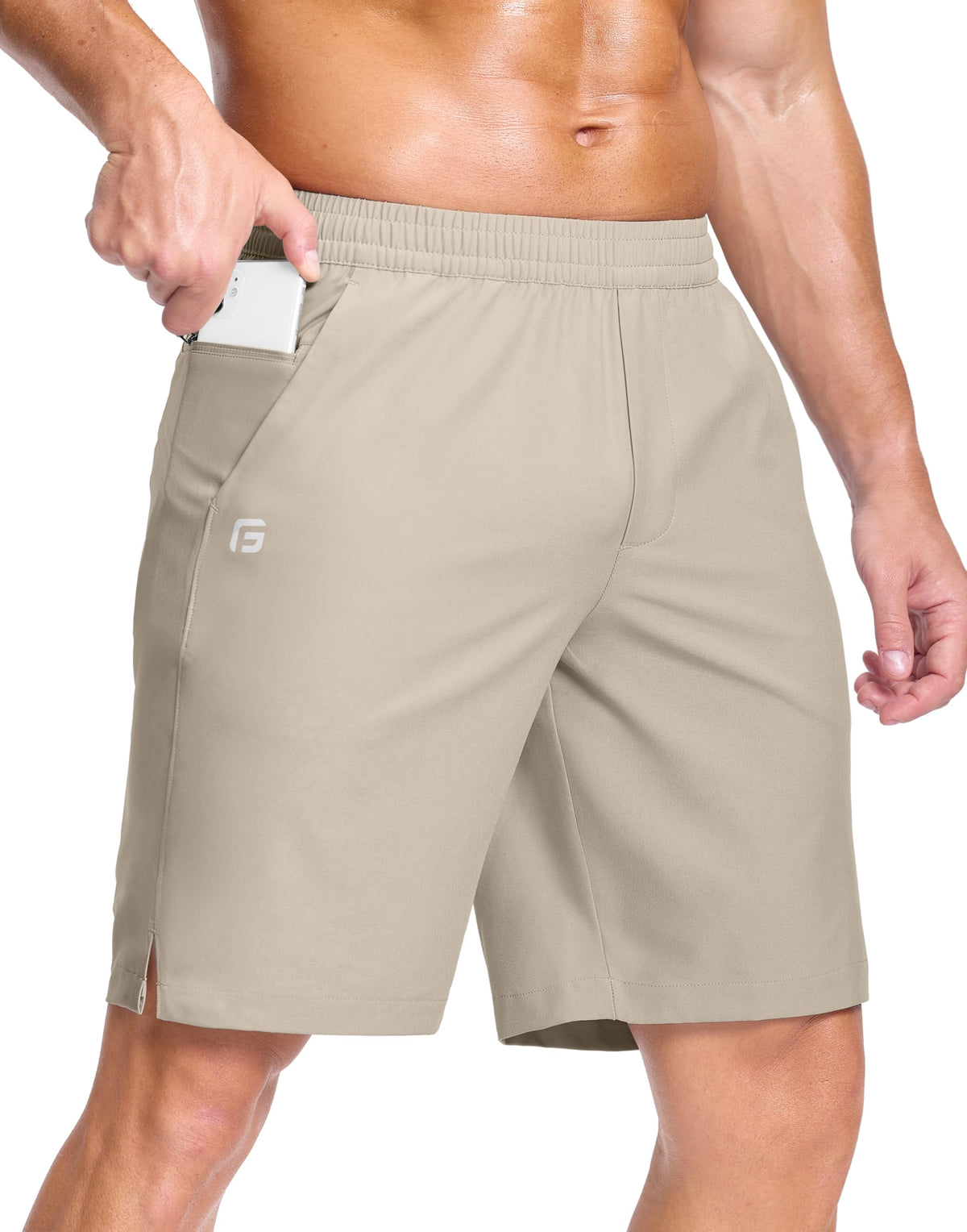 GGJ Men's Lightweight Athletic Shorts with 2 Zipper Pockets 7"/9"/5" Gym Workout Running Quick Dry Tennis Shorts for Men