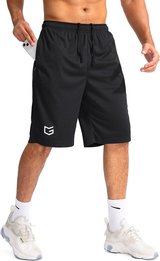 G Gradual Men's 11" Long Basketball Athletic Shorts with Zipper Pockets