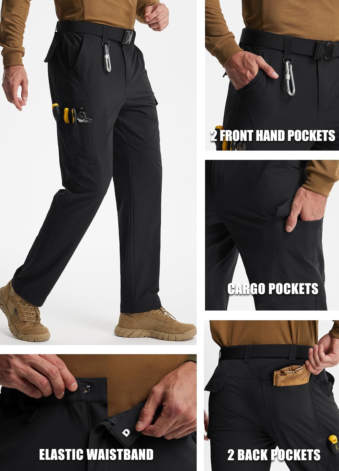Libin Men's Work Pants Hiking Cargo Pants Water Resistant Outdoor Trousers