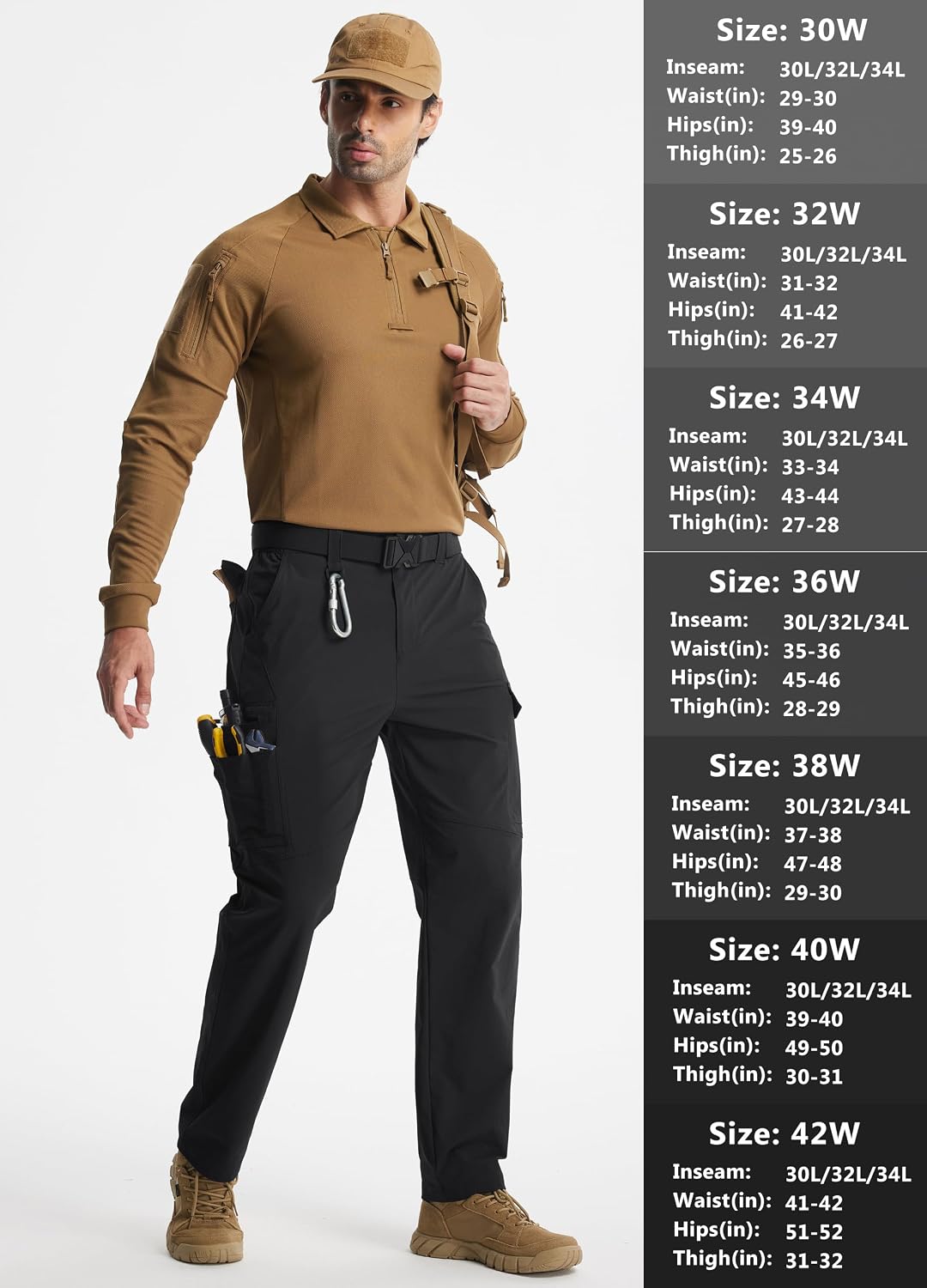 Libin Men's Work Pants Hiking Cargo Pants Water Resistant Outdoor Trousers