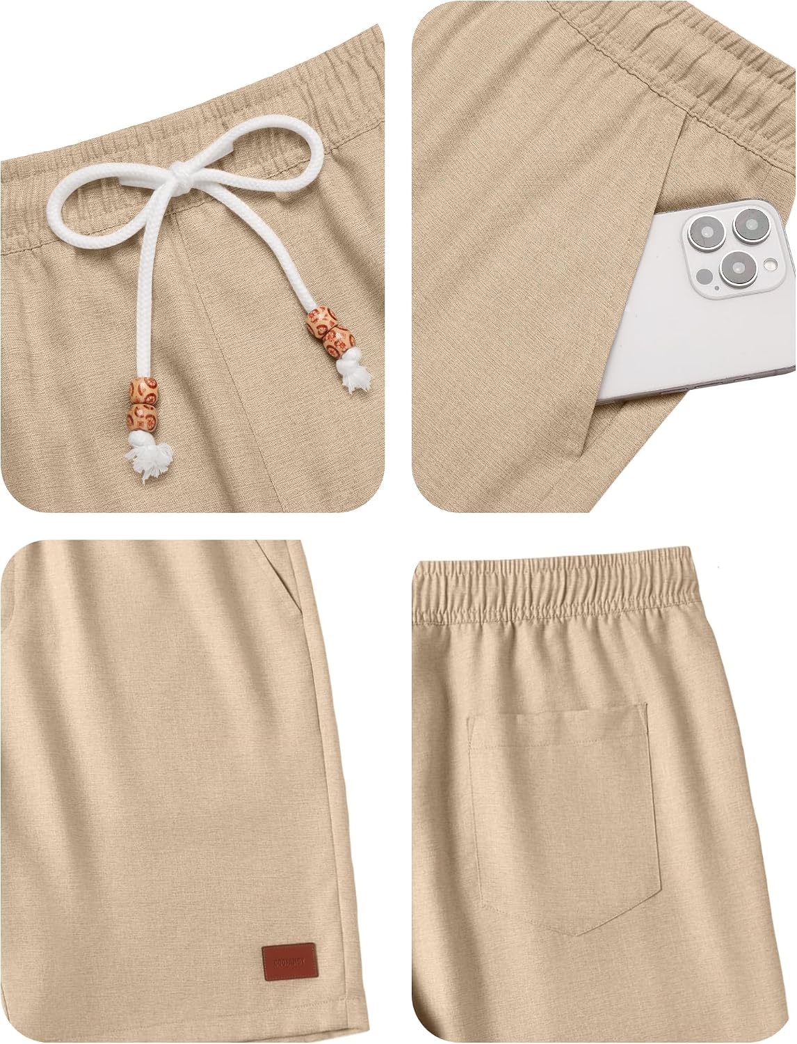 COOFANDY Mens Summer Beach Shorts Casual Vacation Shorts Drawstring Shorts