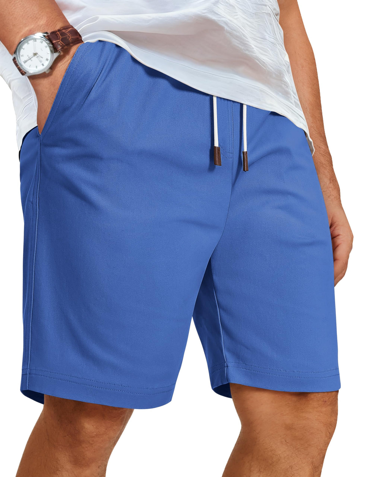 COOFANDY Mens Casual Shorts Cotton Elastic Waist Drawstring Beach Shorts