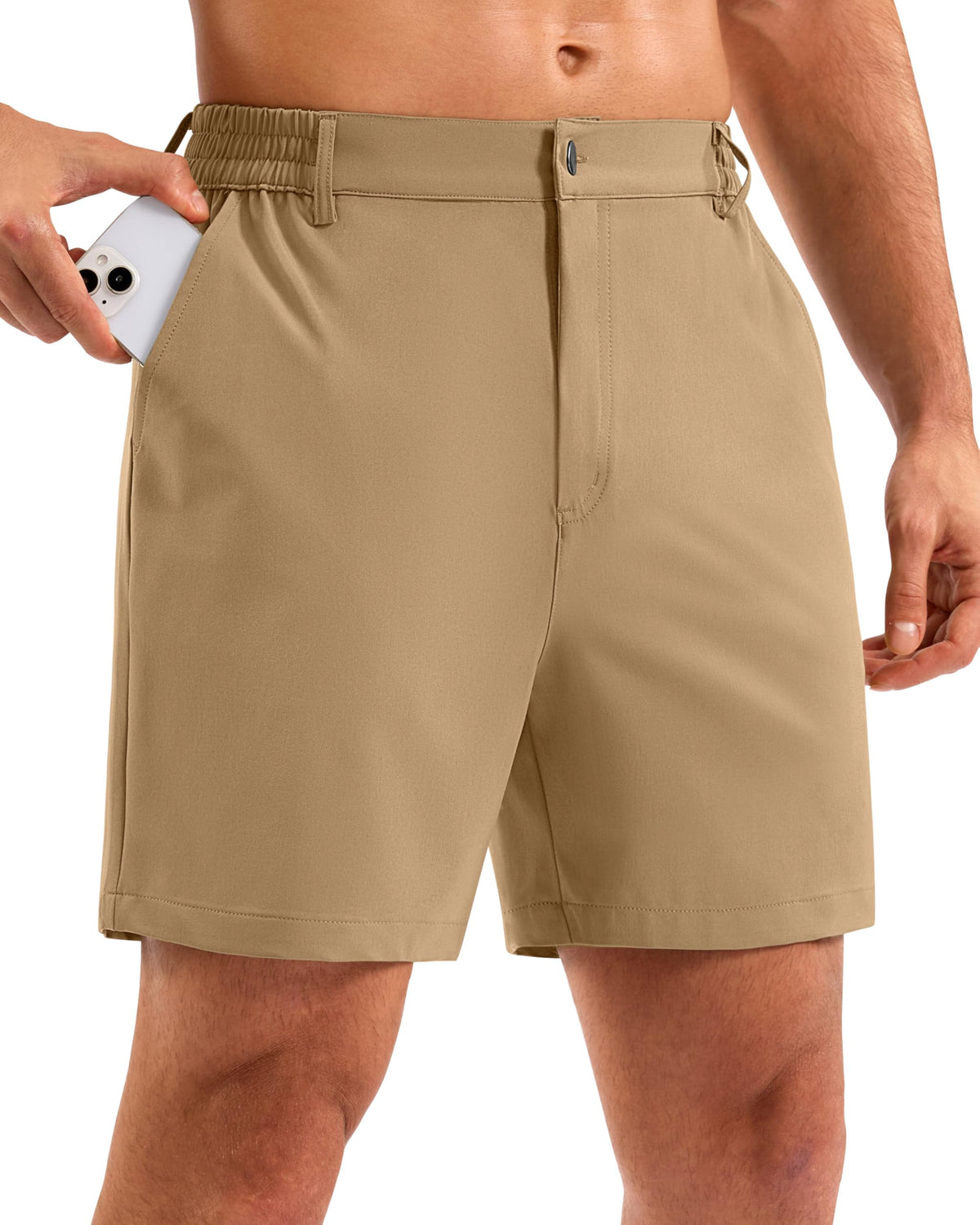 Pudolla Men's Casual Shorts 7"/9"/5" Lightweight Golf Shorts with 3 Pockets Stretch Quick Dry Comfy Work Shorts