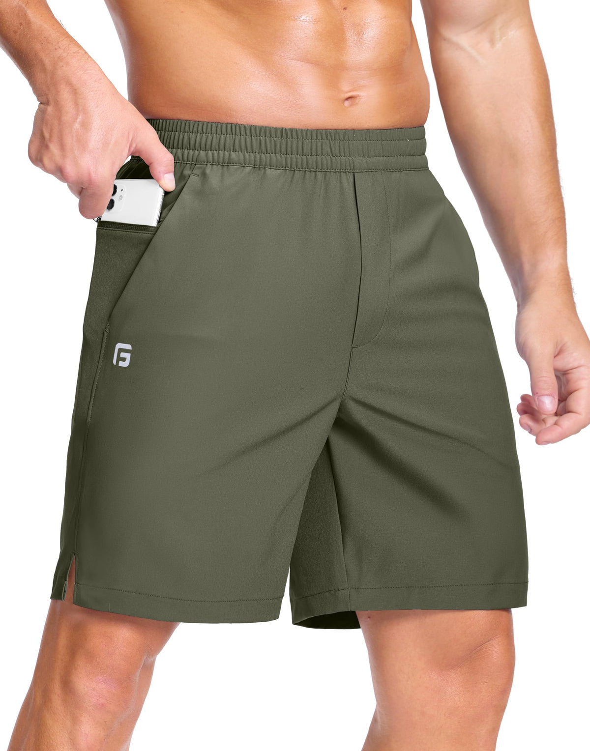 GGJ Men's Lightweight Athletic Shorts with 2 Zipper Pockets 7"/9"/5" Gym Workout Running Quick Dry Tennis Shorts for Men