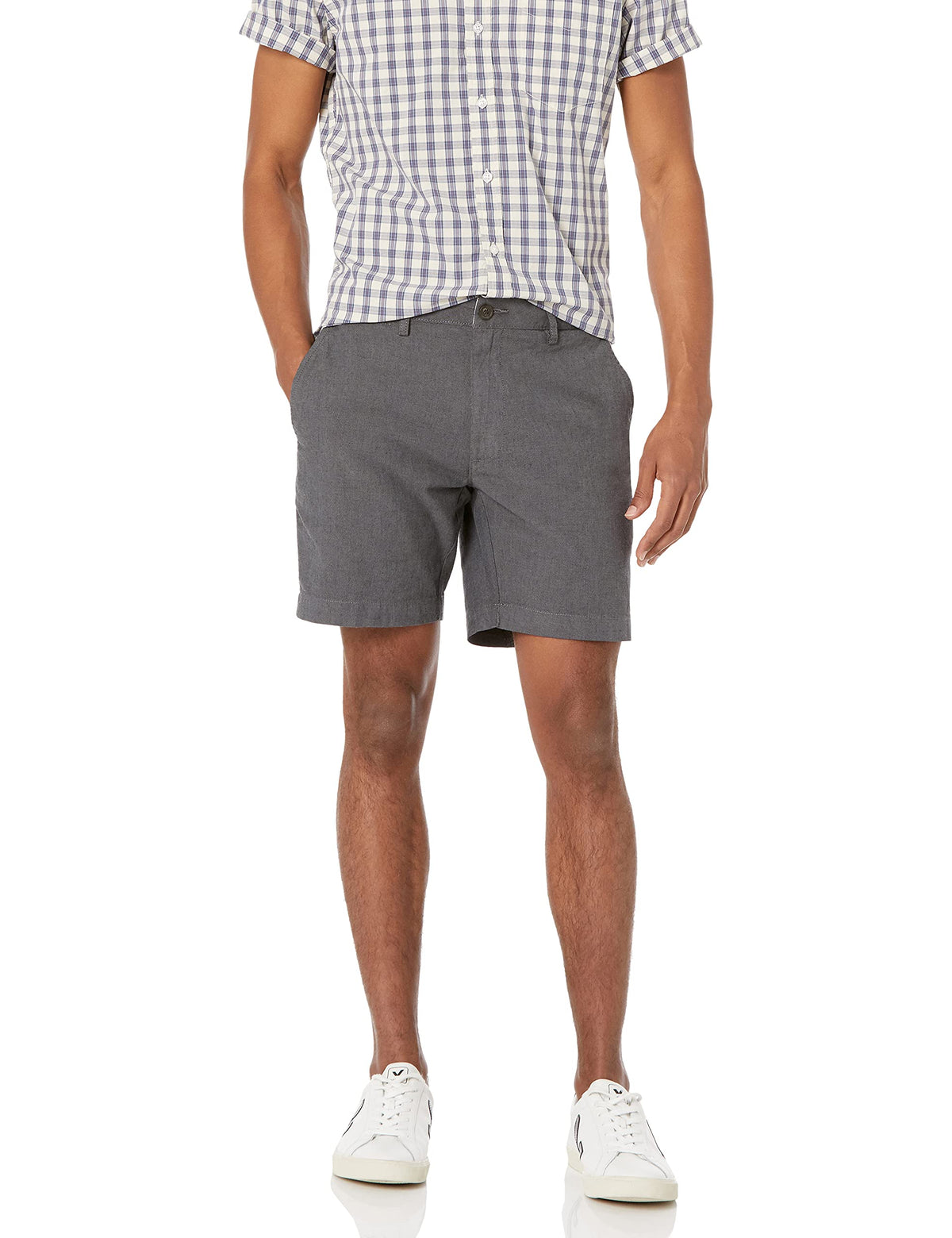 Amazon Essentials Men's Slim-Fit 7" Lightweight Comfort Stretch Oxford Shorts with Tapered Leg for Casual Wear