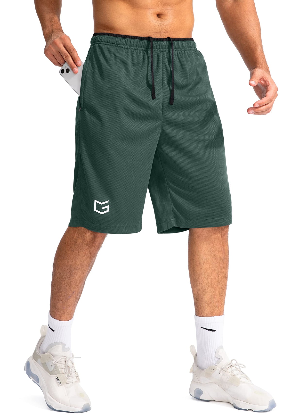 G Gradual Men's 11" Long Basketball Athletic Shorts with Zipper Pockets