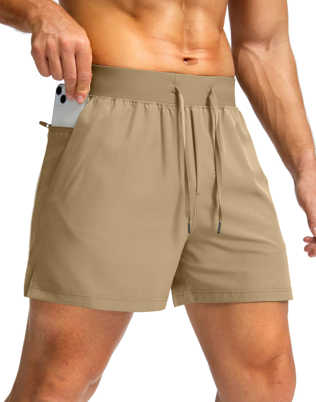 Soothfeel Men's Athletic Running Shorts Zipper Pockets 9"/7"/5 Workout Gym